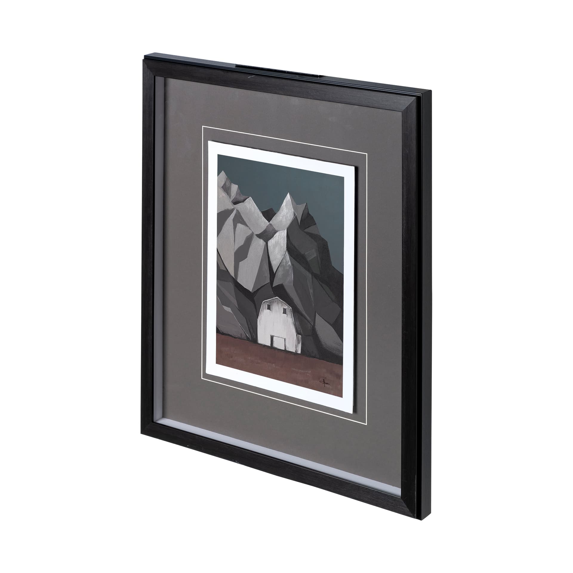 Flatten Barn II by Mercana Studio a Hand Embellished Textured Framed Art Print Matted under Glass — product photograph
