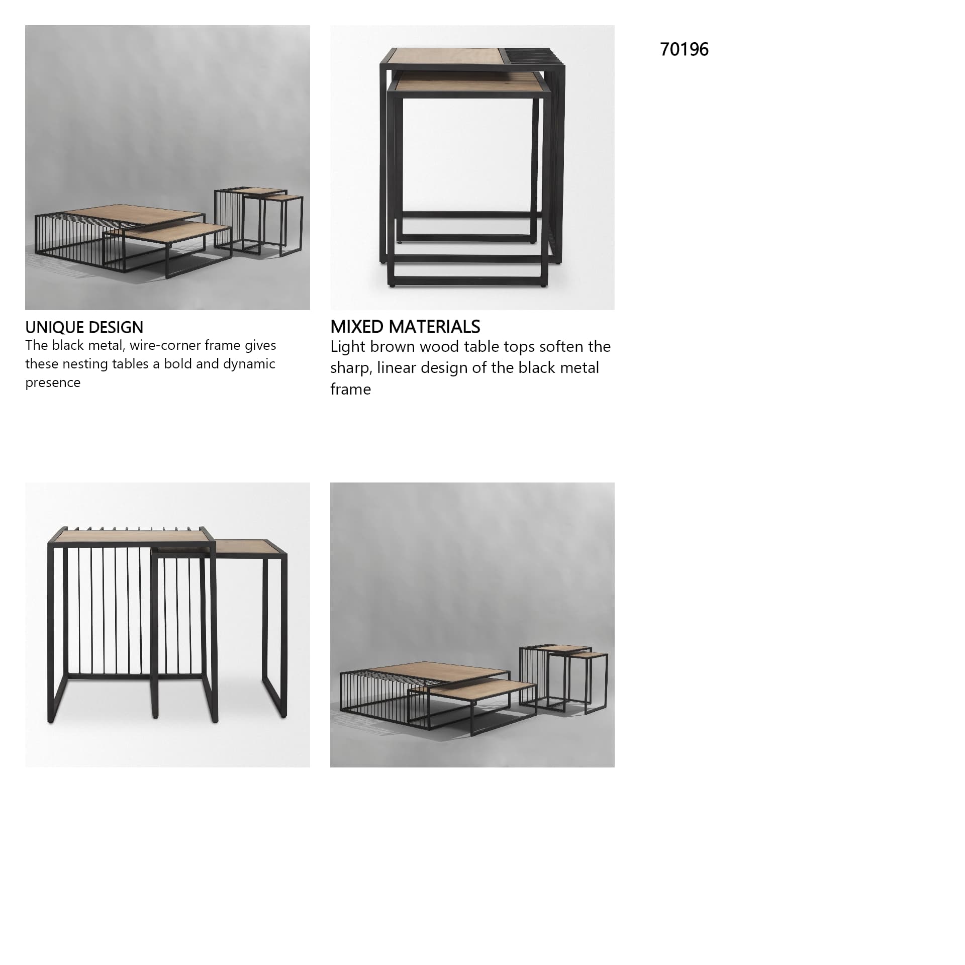 Miles Black Metal w/ Light Wood Nesting End/Side Table — in a styled room