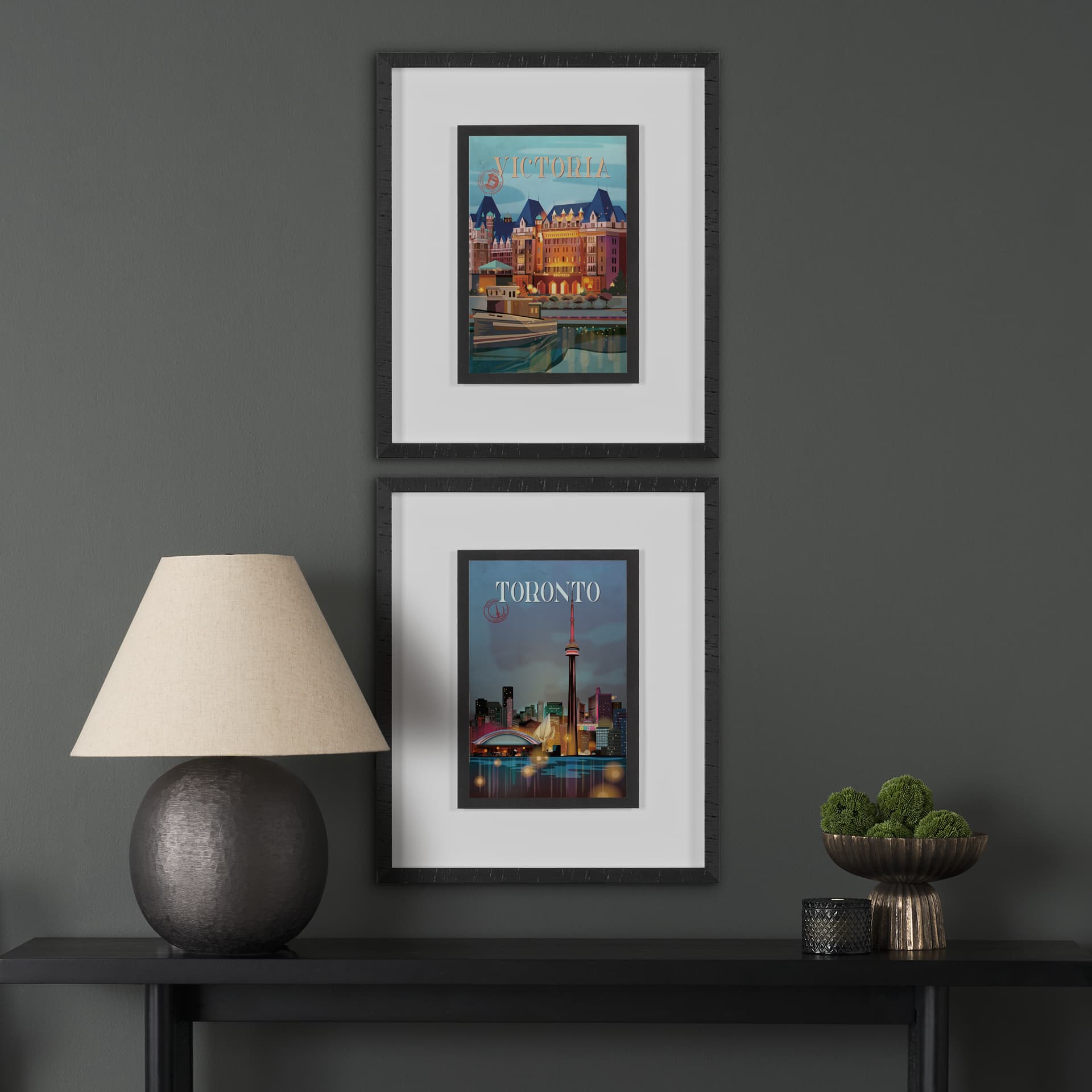 Toronto Go Canada (M) by Mercana Studio a Framed Art Print Matted under Glass — in a styled room