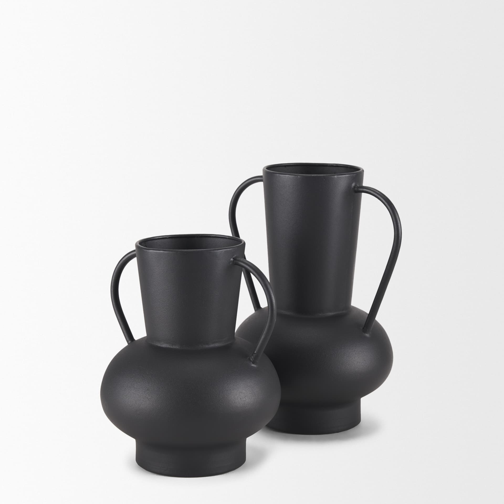 Tasya Large Matte Black w/ Handles Metal Vase — product photograph
