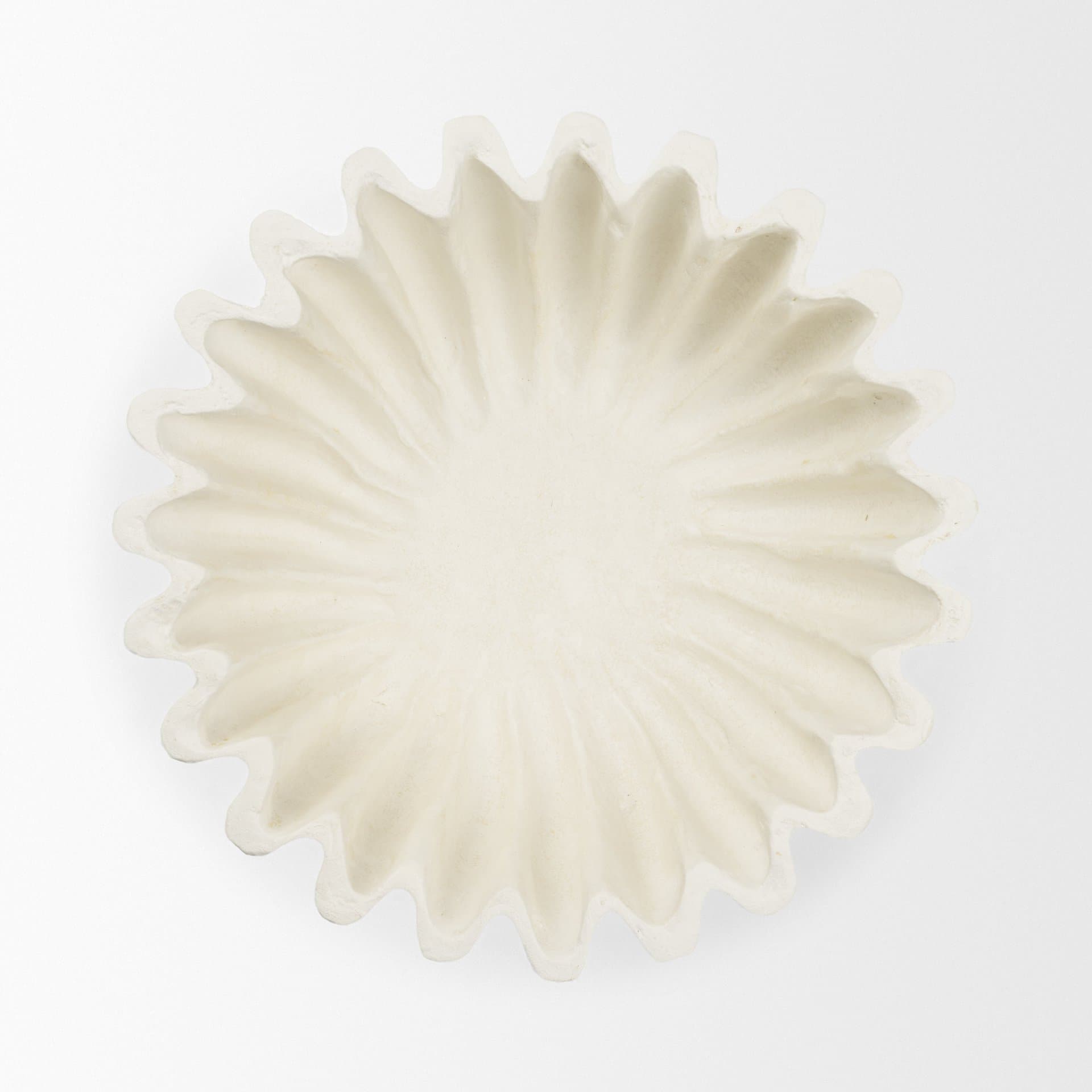 Camelia Fluted White Paper Mache Pedastal Centerpiece Bowl — product photograph