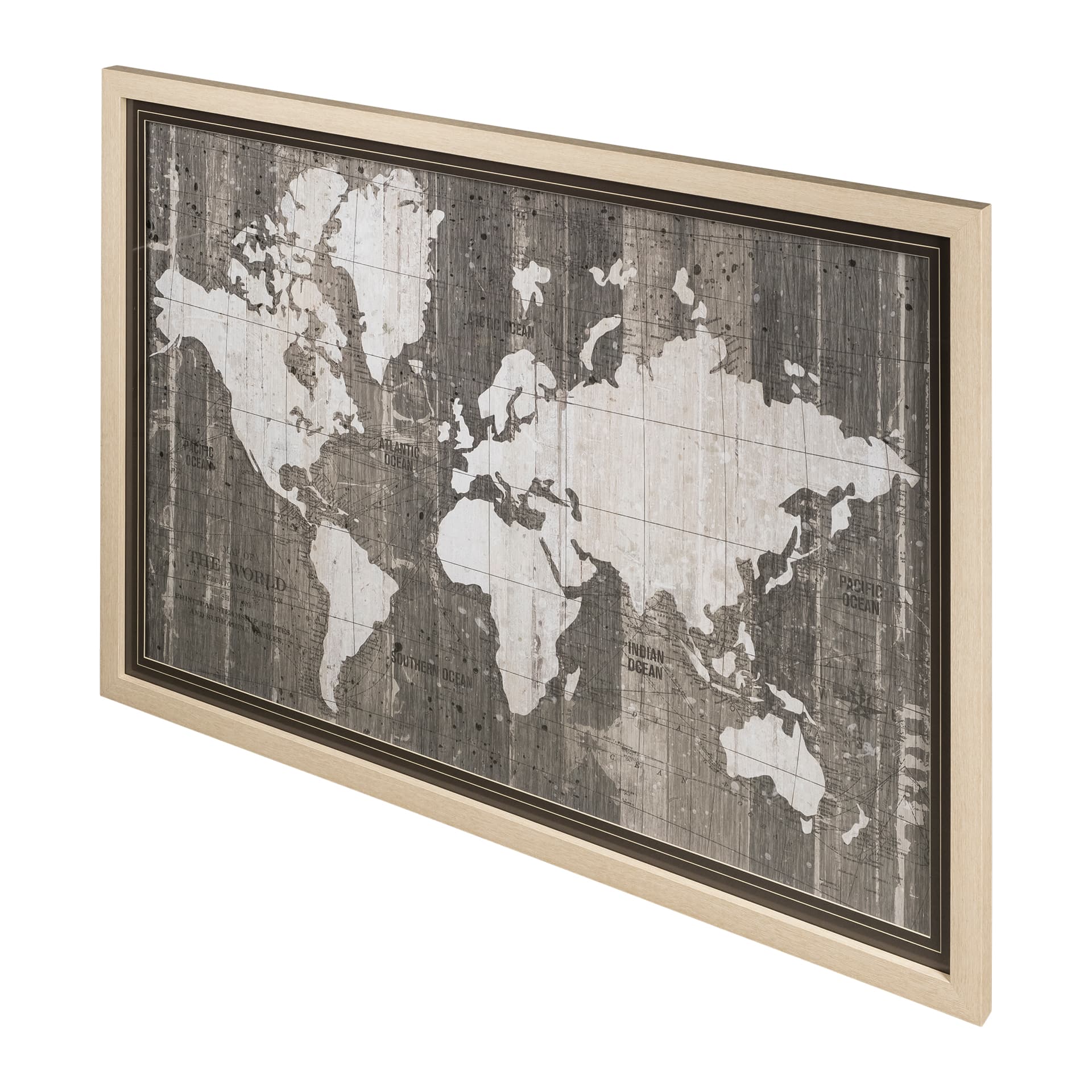 Old World Map Neutral by Mercana Studio Hand Embellished Textured Framed Art Print Matted under Glas — product photograph