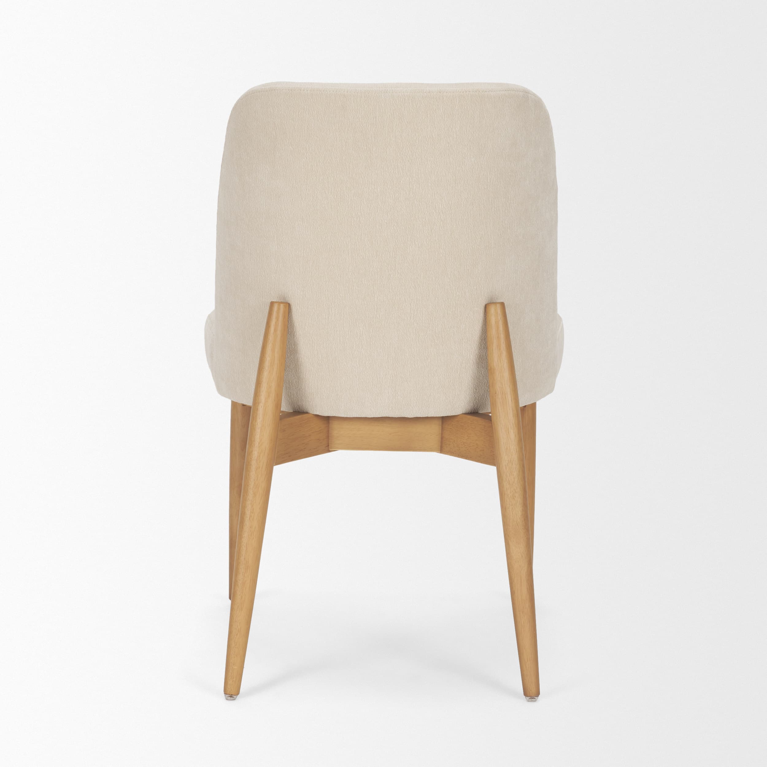 Abbie Curved Back Dining Side Chair | Oatmeal Fabric w/ Brown Wood — product photograph