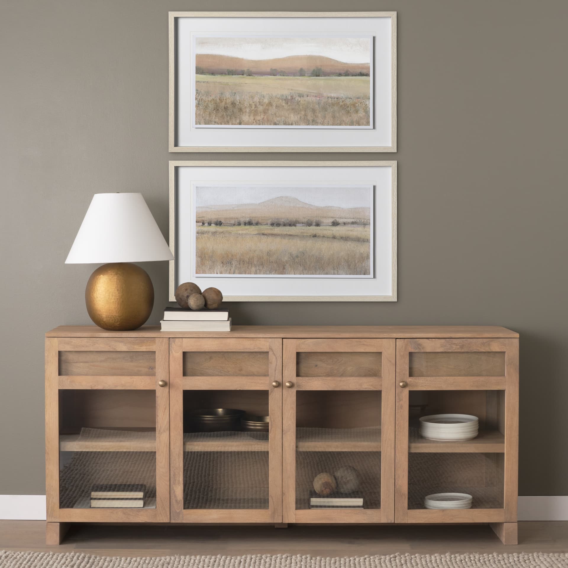 Dry Heat II by Tim OToole a Hand Embellished Textured Framed Art Print Matted under Glass — in a styled room