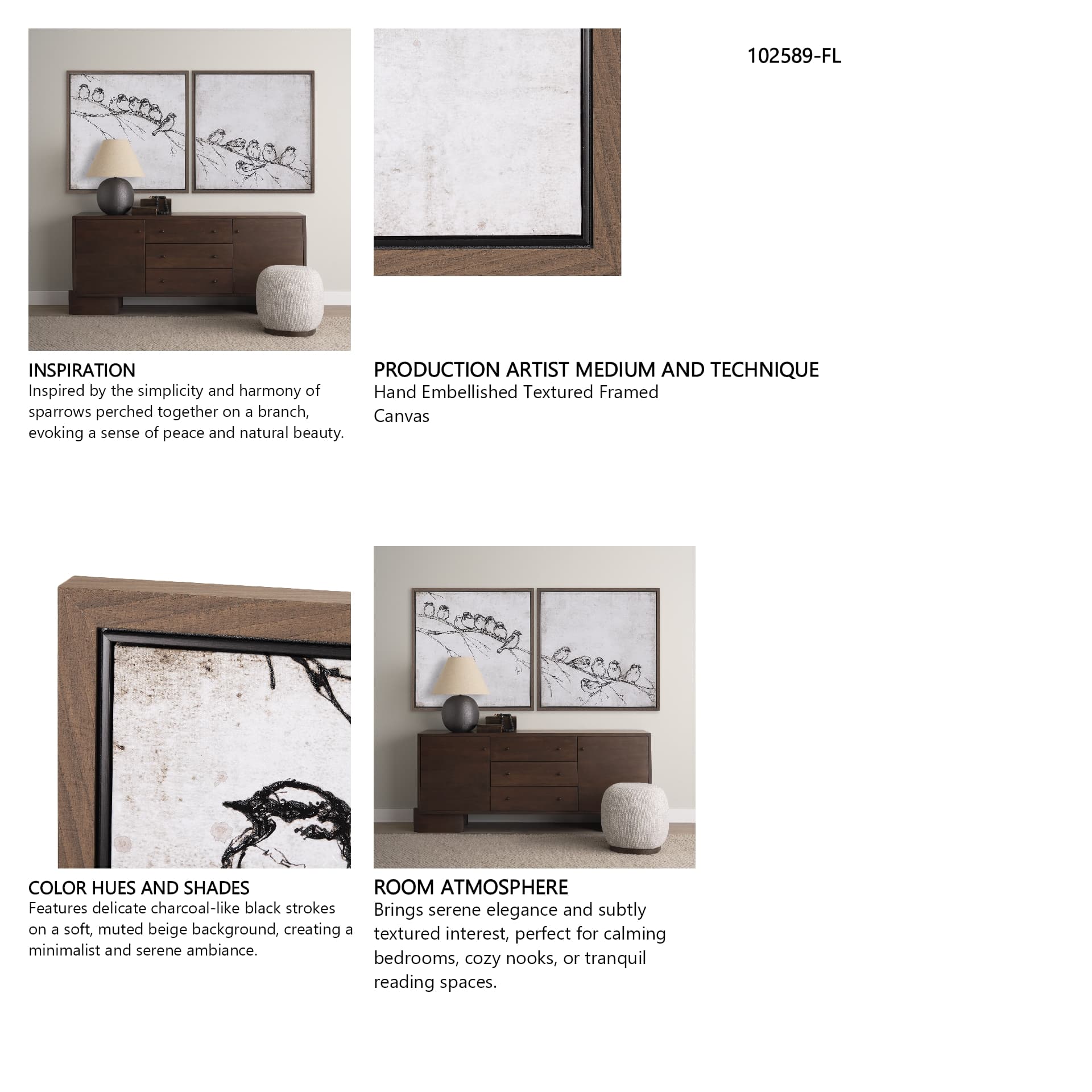 Waiting for spring I by Mercana Studio a Hand Embellished Textured Framed Canvas — in a styled room