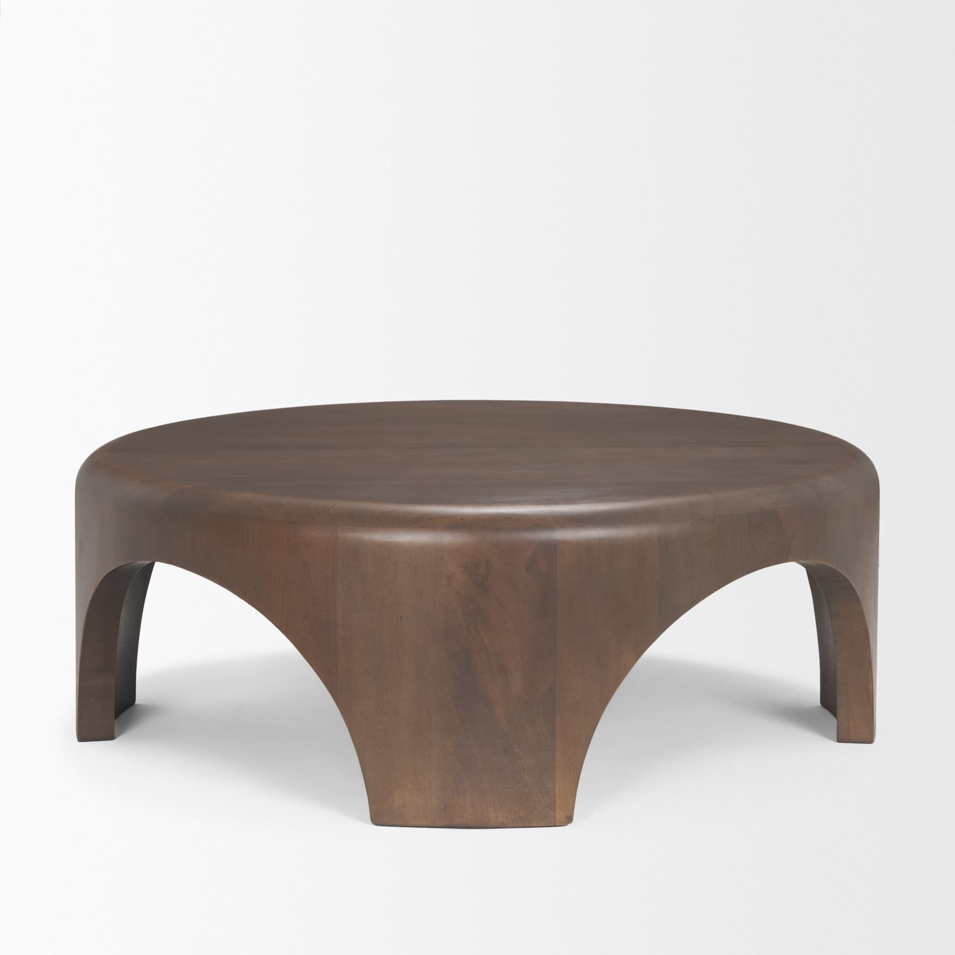 Shima Round Dark Brown Wood W/Arched Legs Coffee Table — product photograph