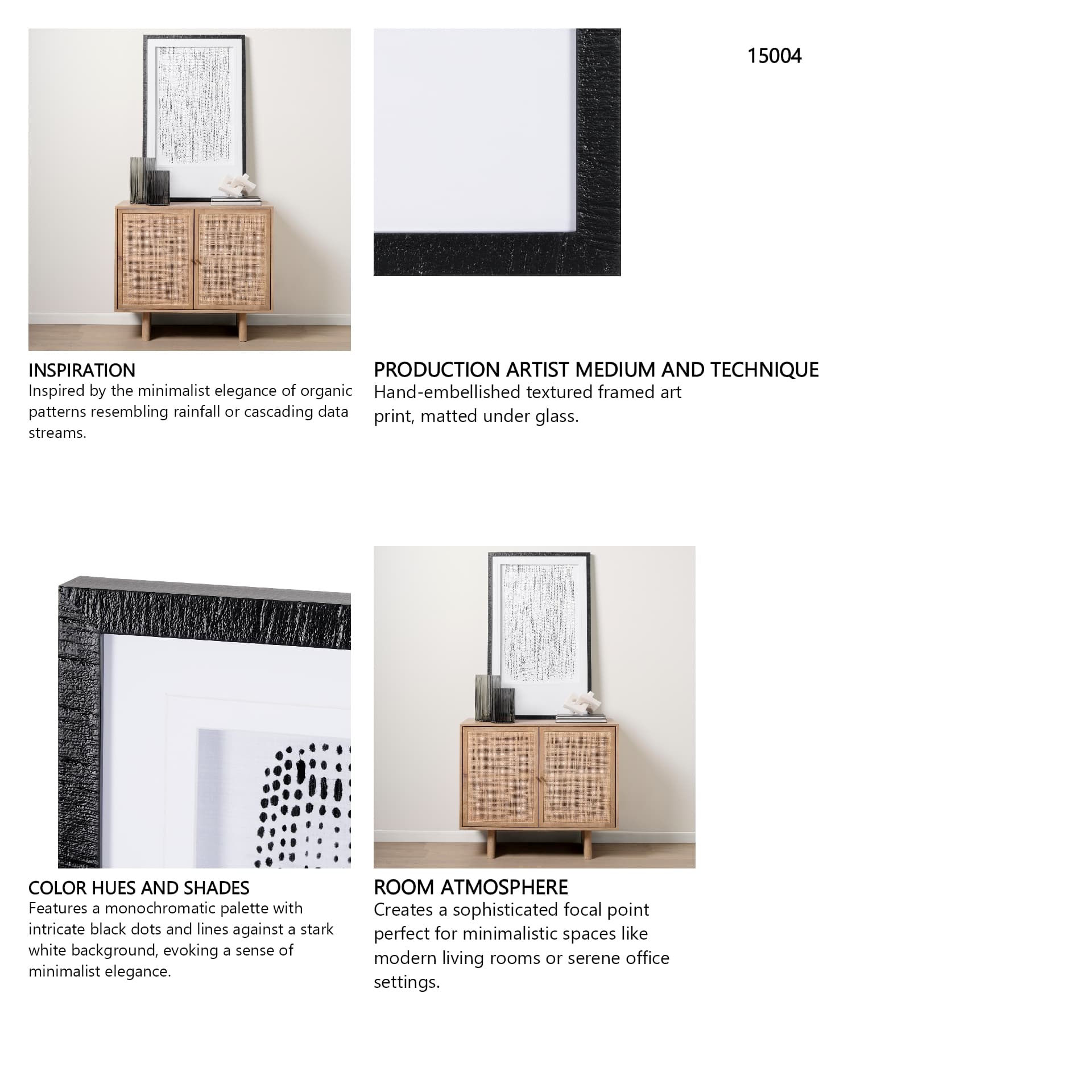Dot Texture II by Mercana Studio a Hand Embellished Textured Framed Art Print Matted under Glass — in a styled room