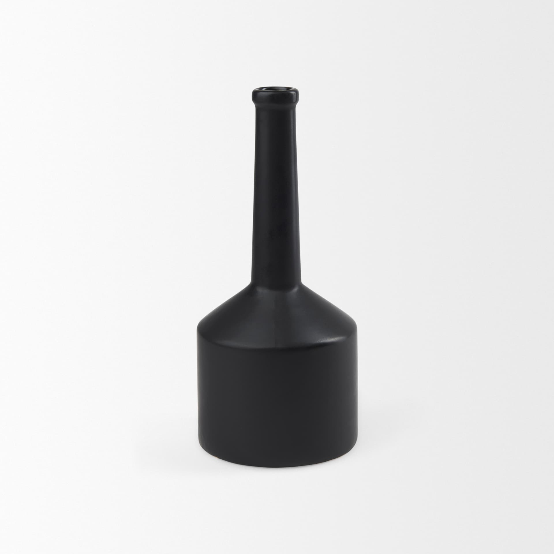 Burton 14.2H Medium Matte Black Ceramic Jug Vase — product photograph