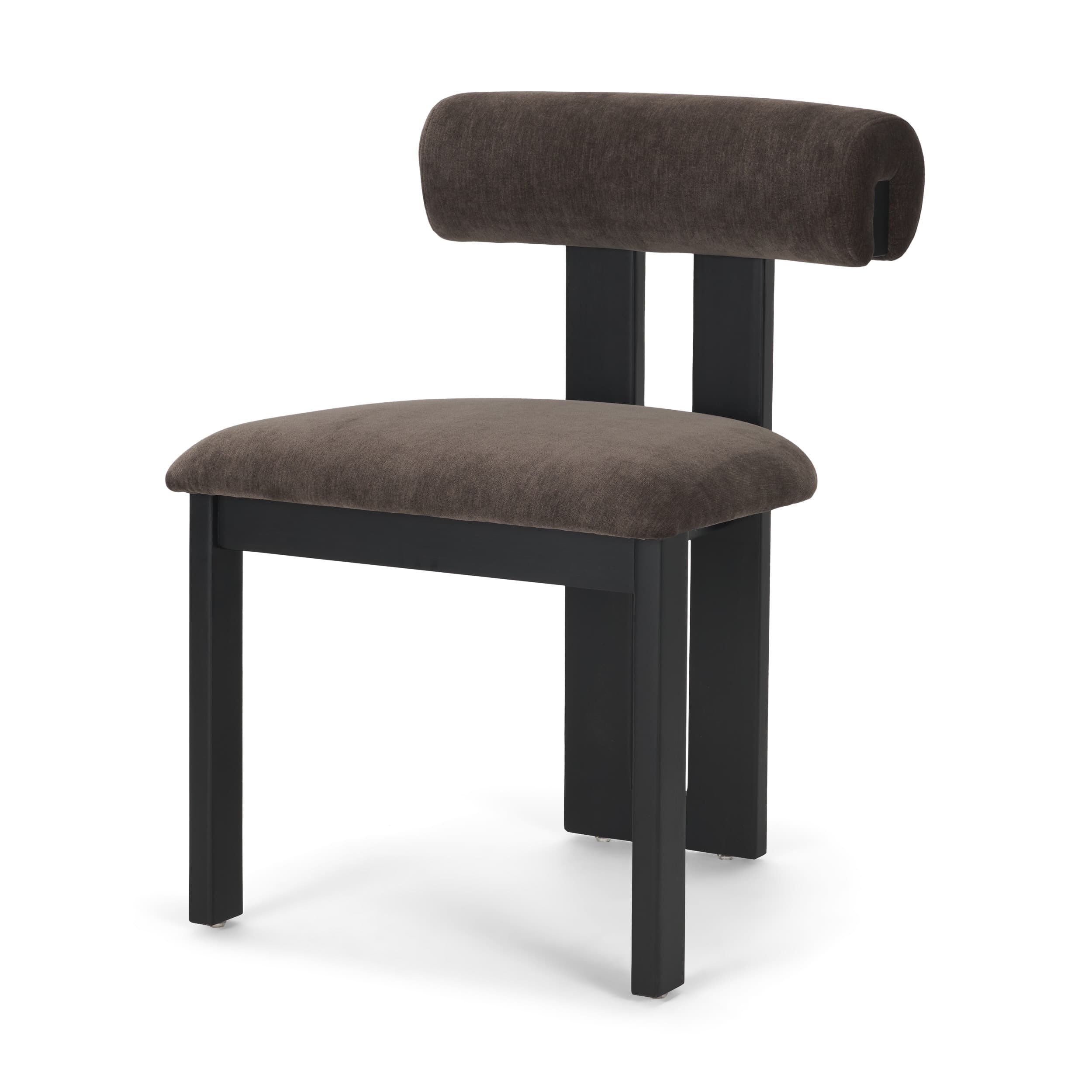 Tribeca Open Back Dining Side Chair | Charcoal Chenille w/ Black Wood — product photograph