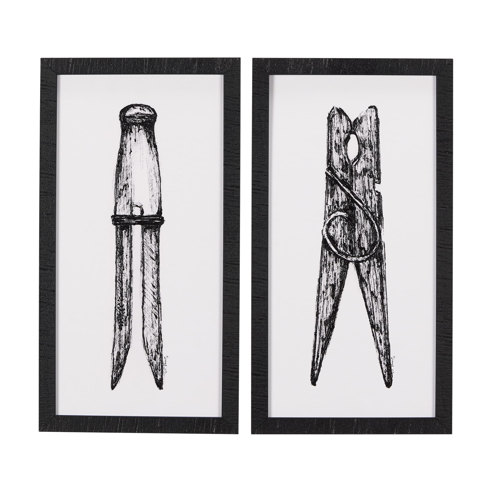 Vintage Cloth Peg I by Mercana Studio a Hand Embellished Textured Framed Art Print — product photograph