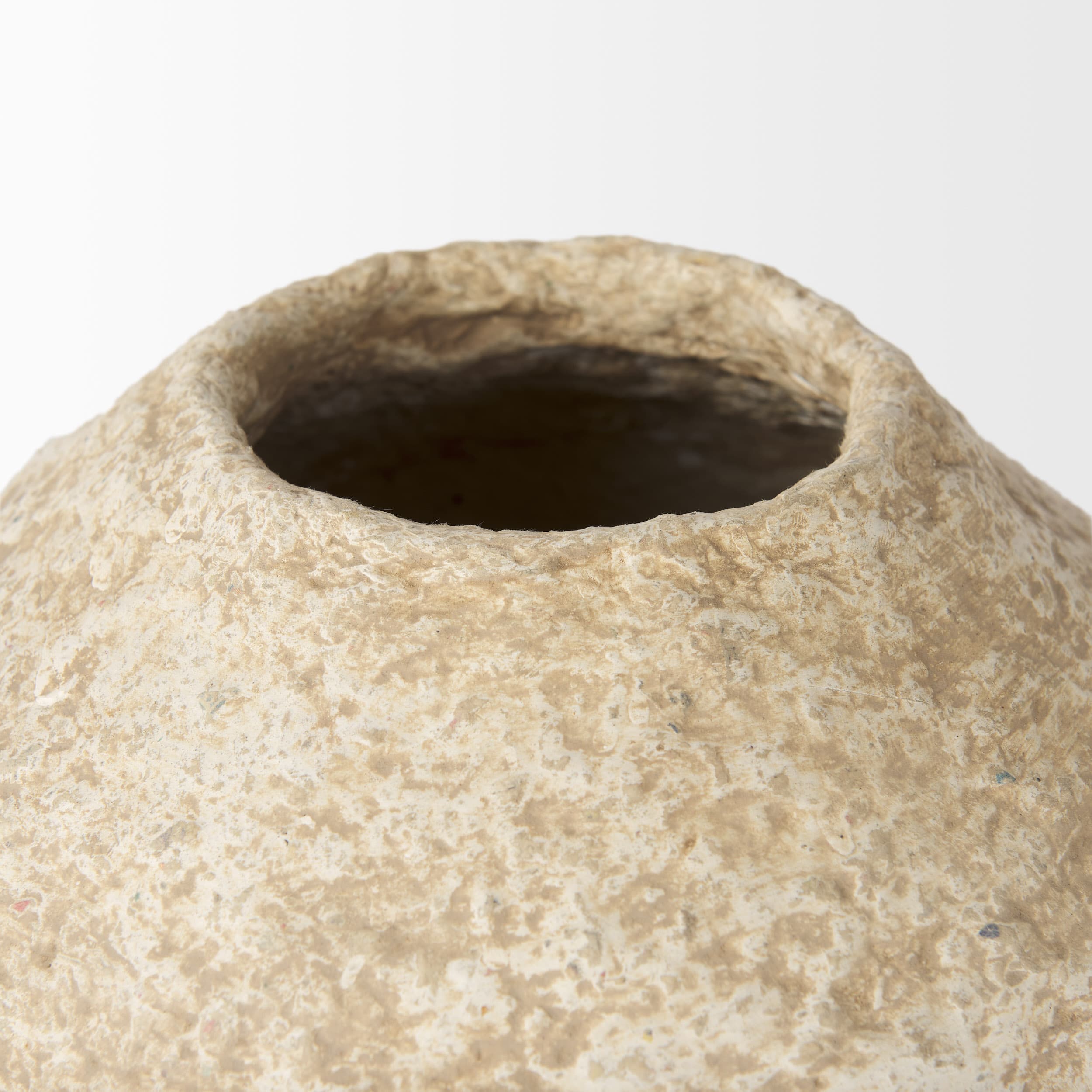 Ritu Small Beige Paper Mache Pot Vase — product photograph
