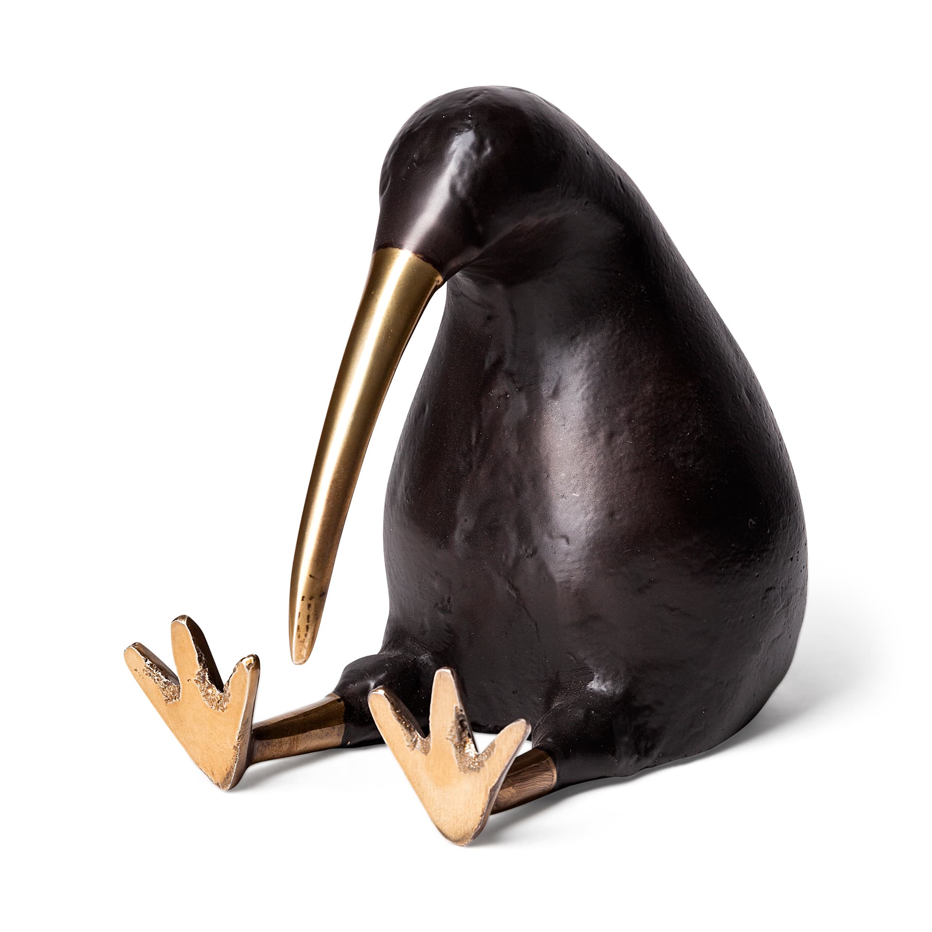 Dodo Kiwi 7L x 4W Black Cast Aluminum Mauritian Bird Sculpture — product photograph