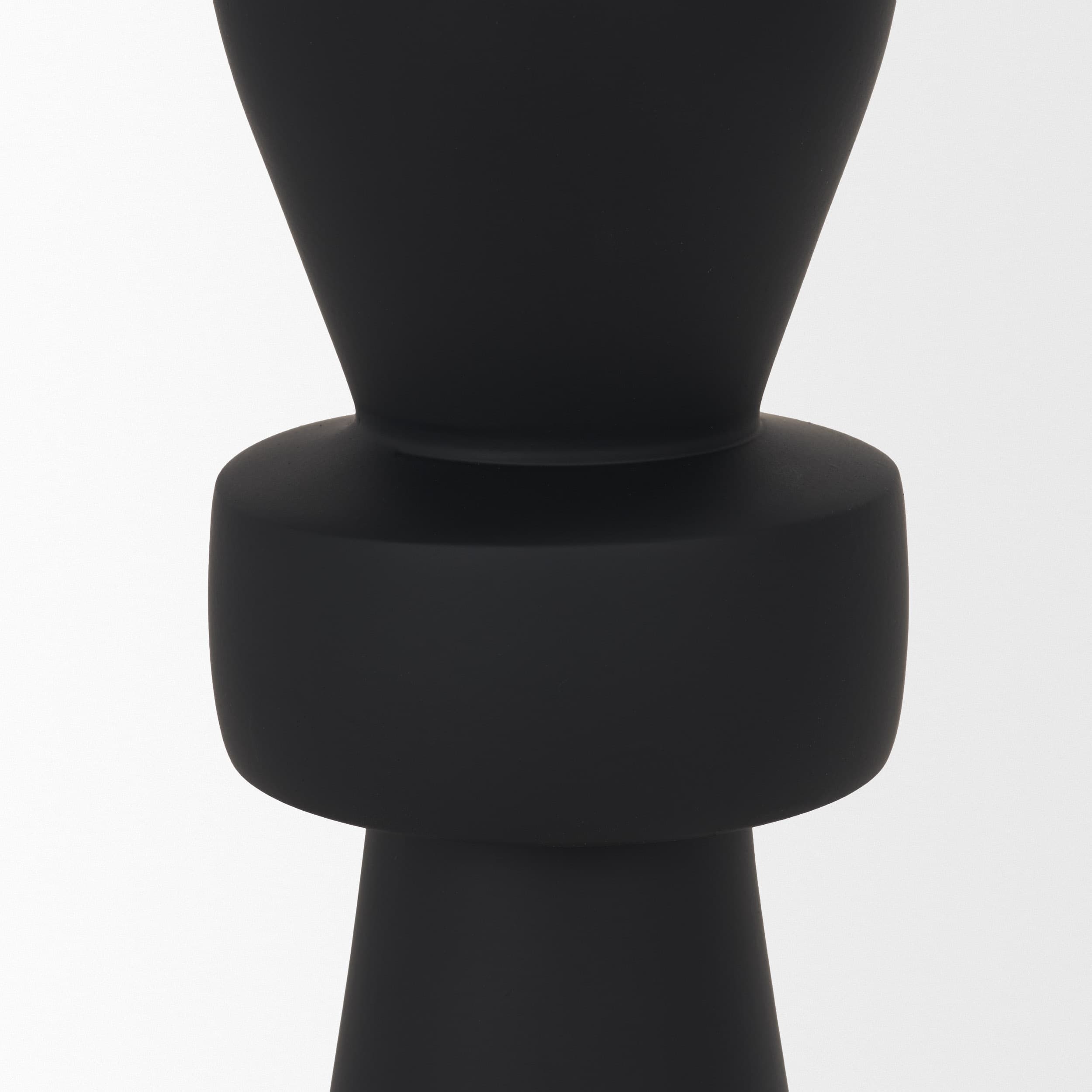 Odilia Small Smooth Matte Black Metal Geometric Pillar Candle Holder — product photograph