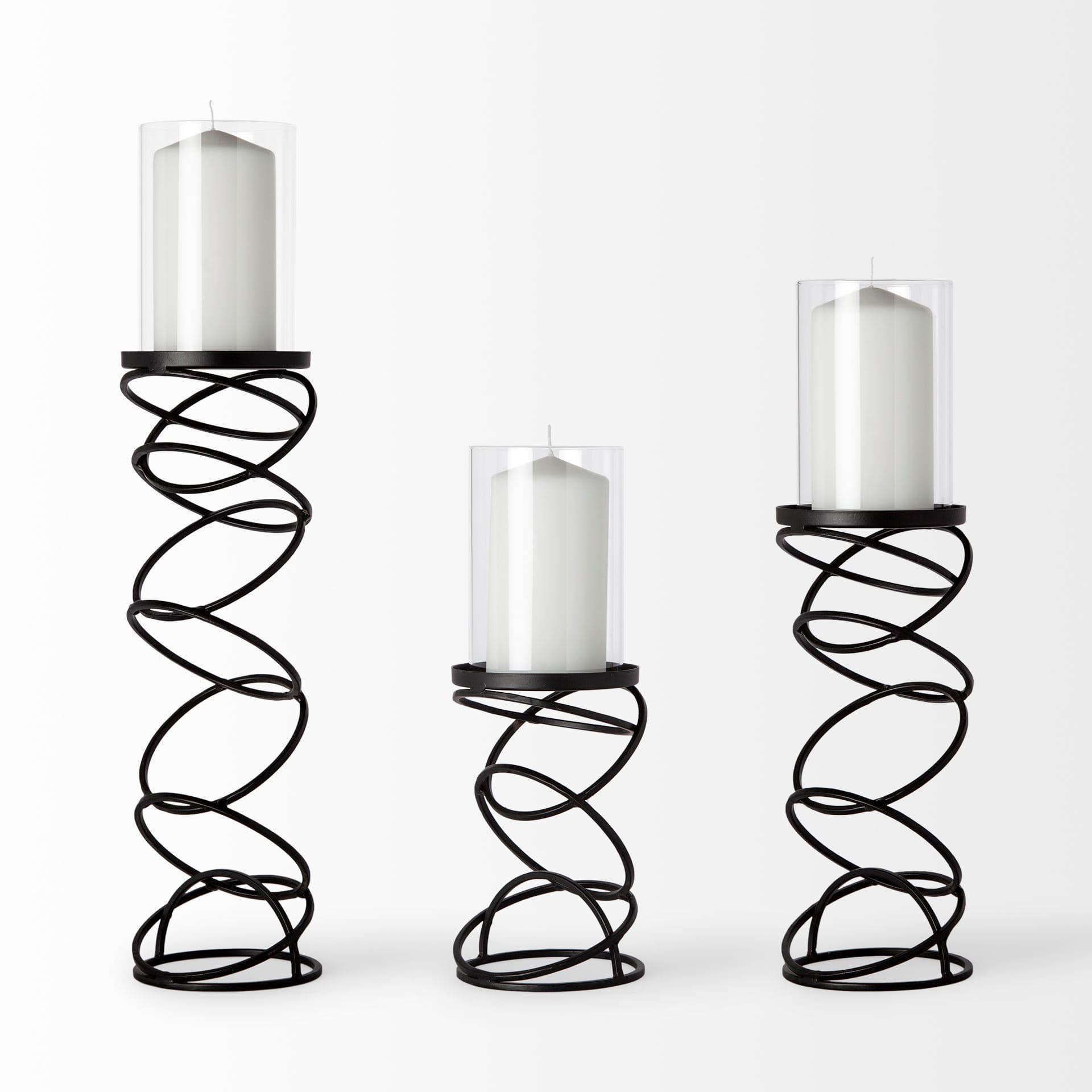 Omega I Small Black Metal Stacked Ring Table Candle Holder — product photograph