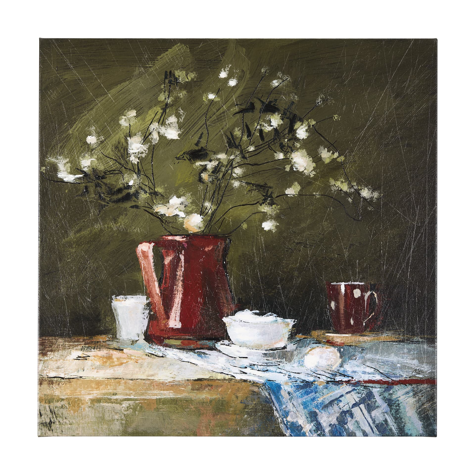 Still Life with Crock by Mercana Studio a Hand Embellished Textured Canvas — product photograph