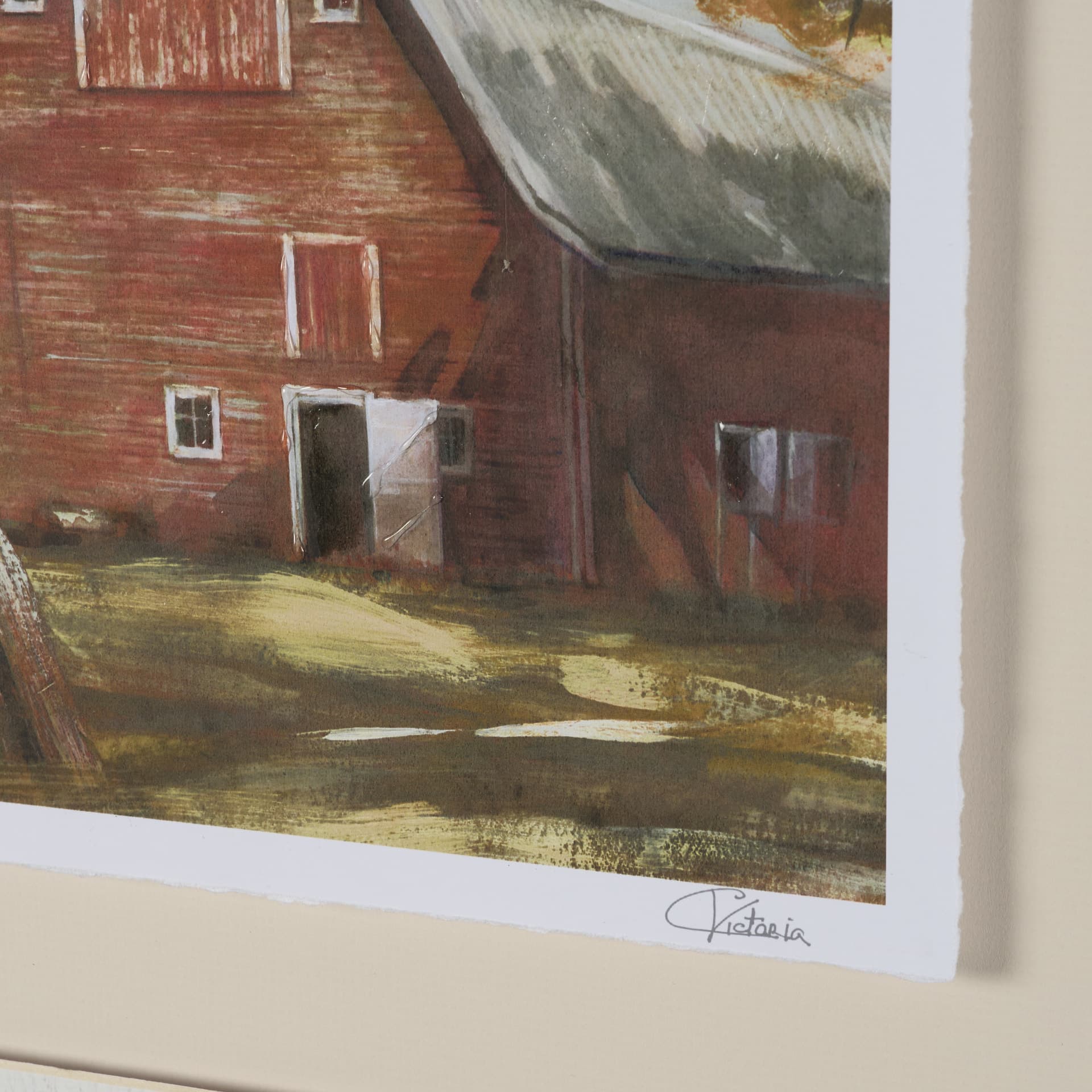 Day at the Farm II by Mercana Studio Hand Embelished Framed Artwork Matted under Glass — product photograph
