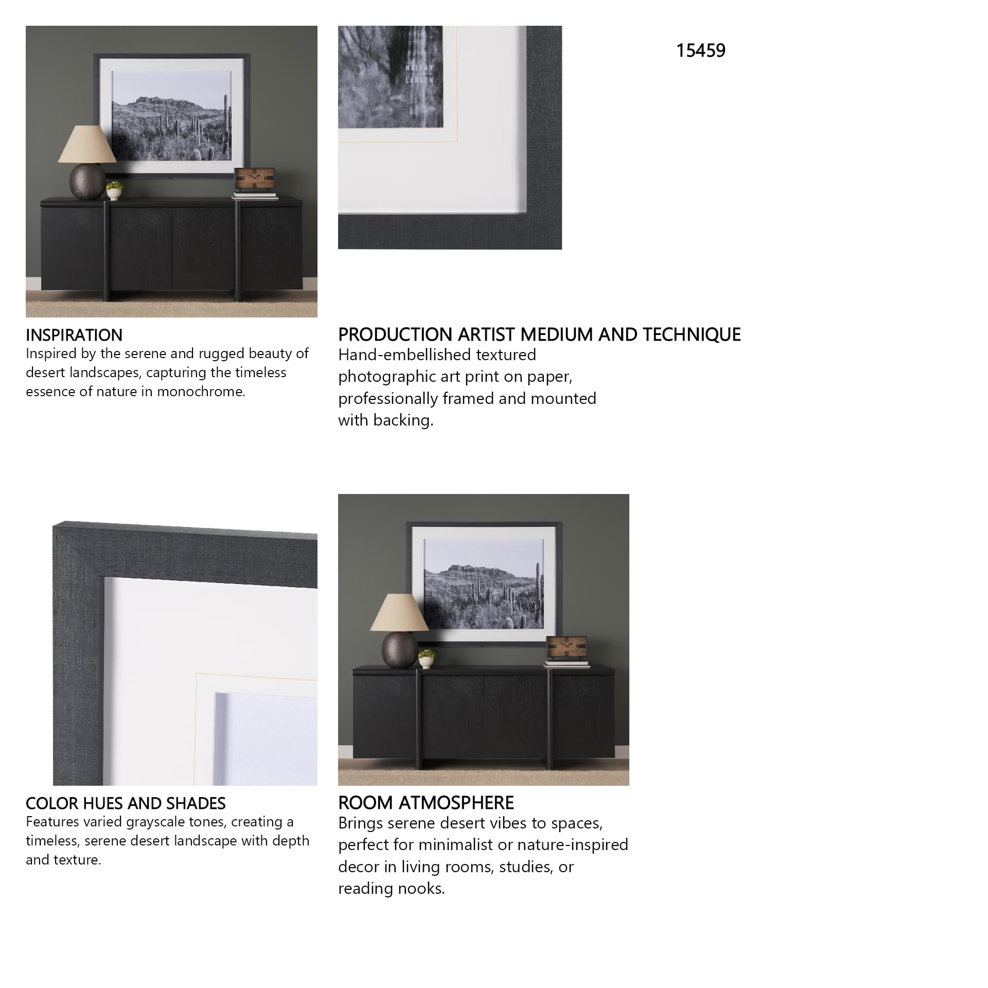 American Borderlands by Nathan Larson Hand Embelished Textured Framed Photo Art Print Matted under G — in a styled room