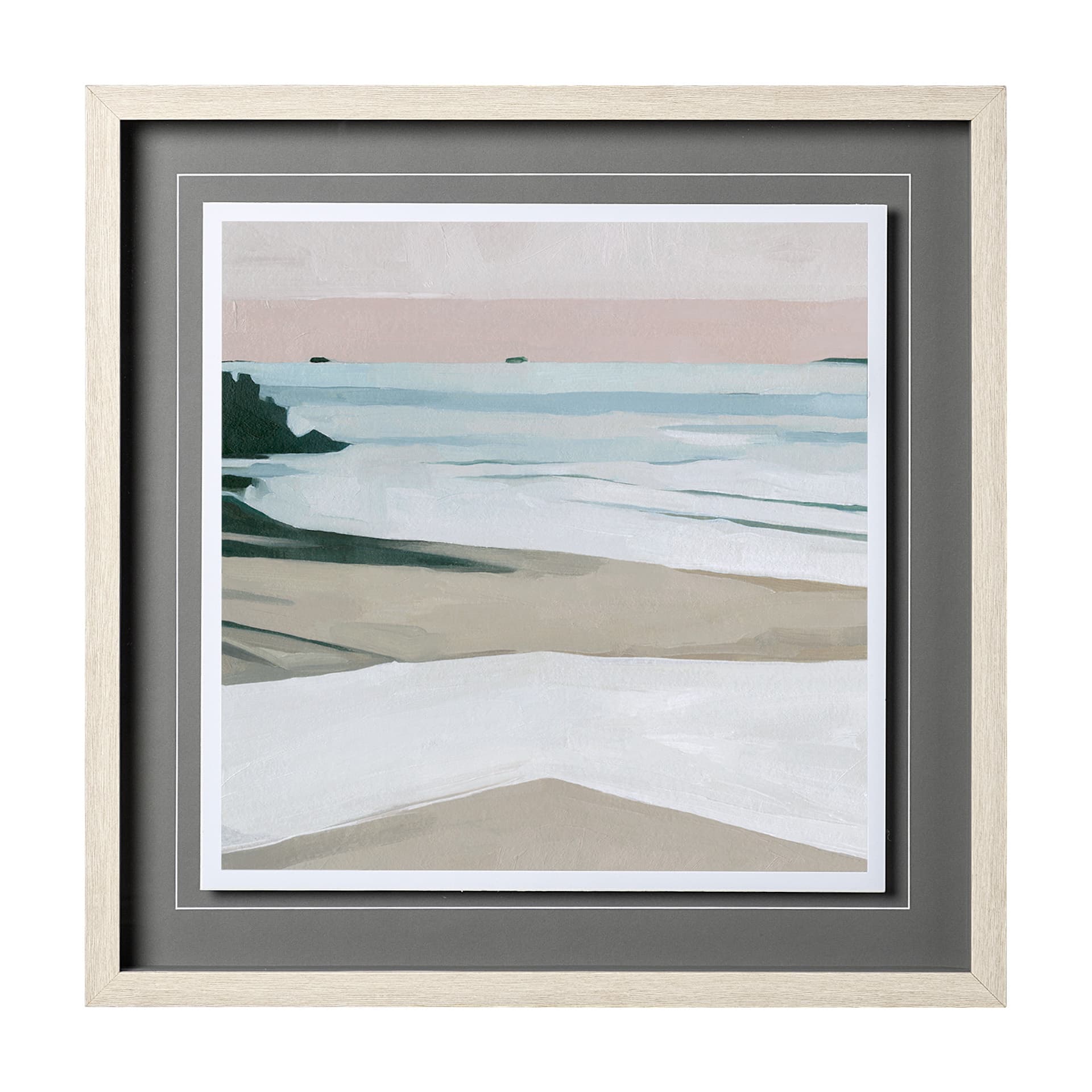 Coastal Lines II by Emma Scarvey a Hand Embellished Textured Framed Art Print Matted under Glass — product photograph