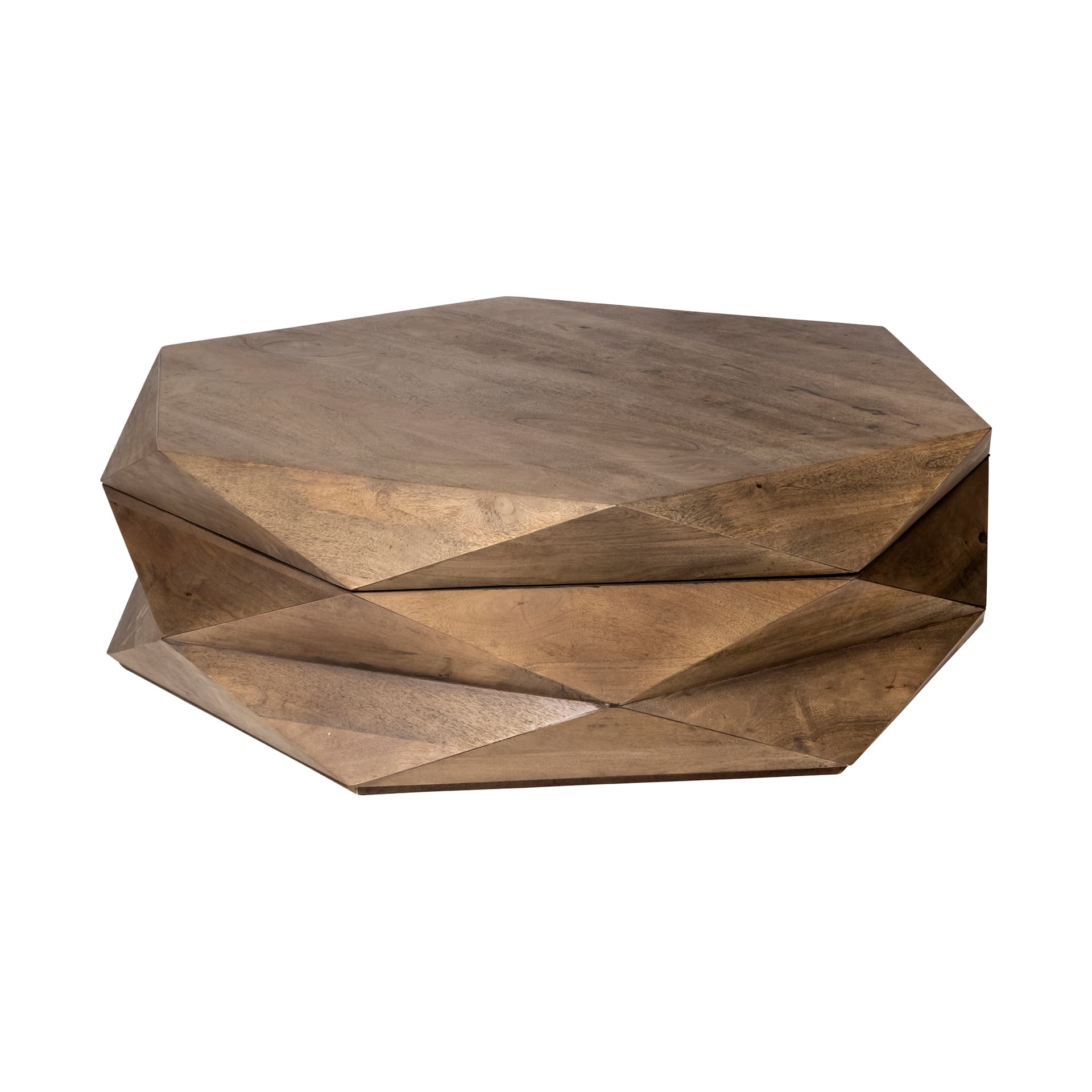 Arreto 48" Hexagonal Hinged Solid Wood Top and Base Coffee Table — product photograph