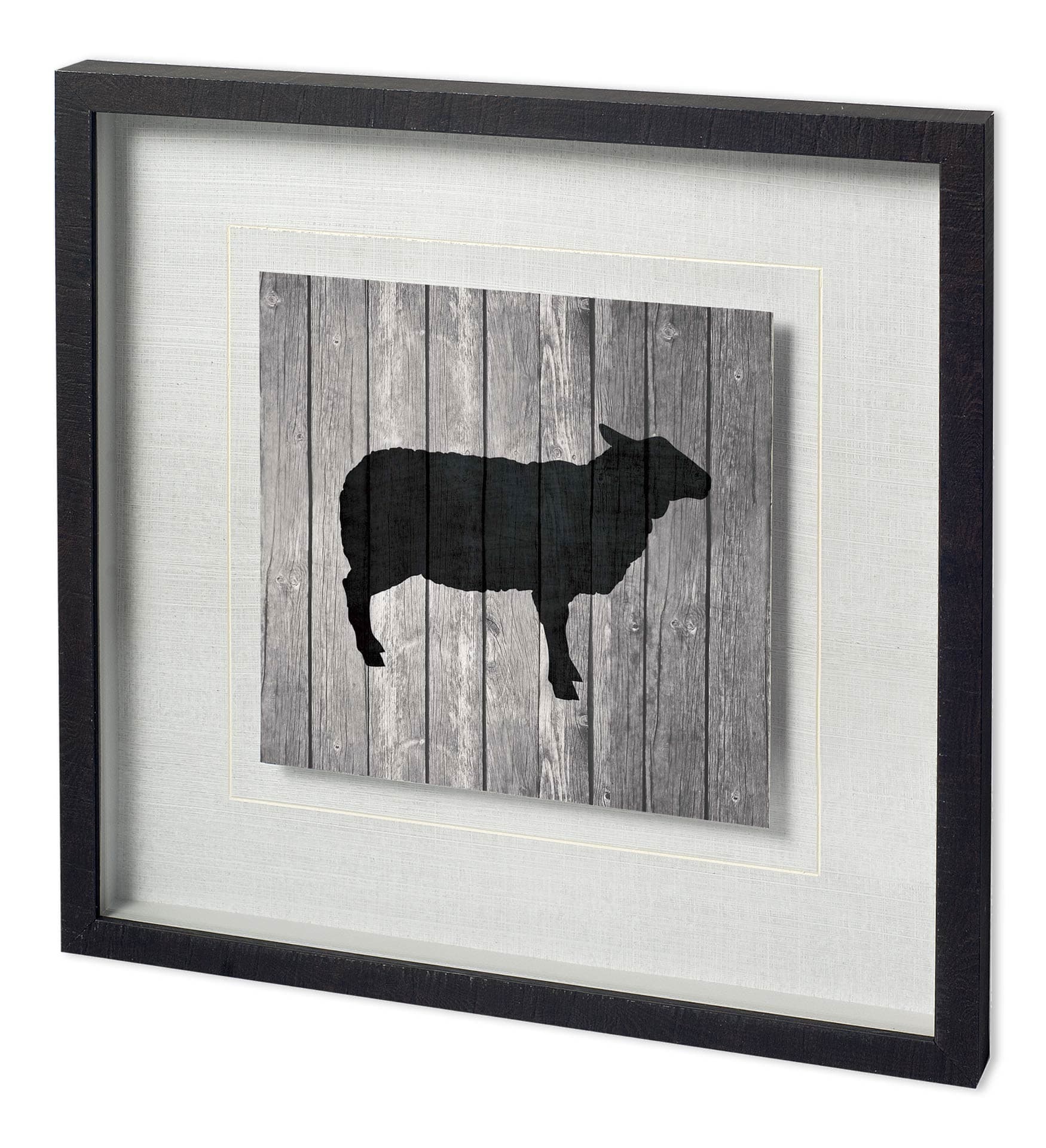 BARN SHEEP by TANDI VENTER a Hand Embellished Textured Framed Art Print Matted under Glass — product photograph