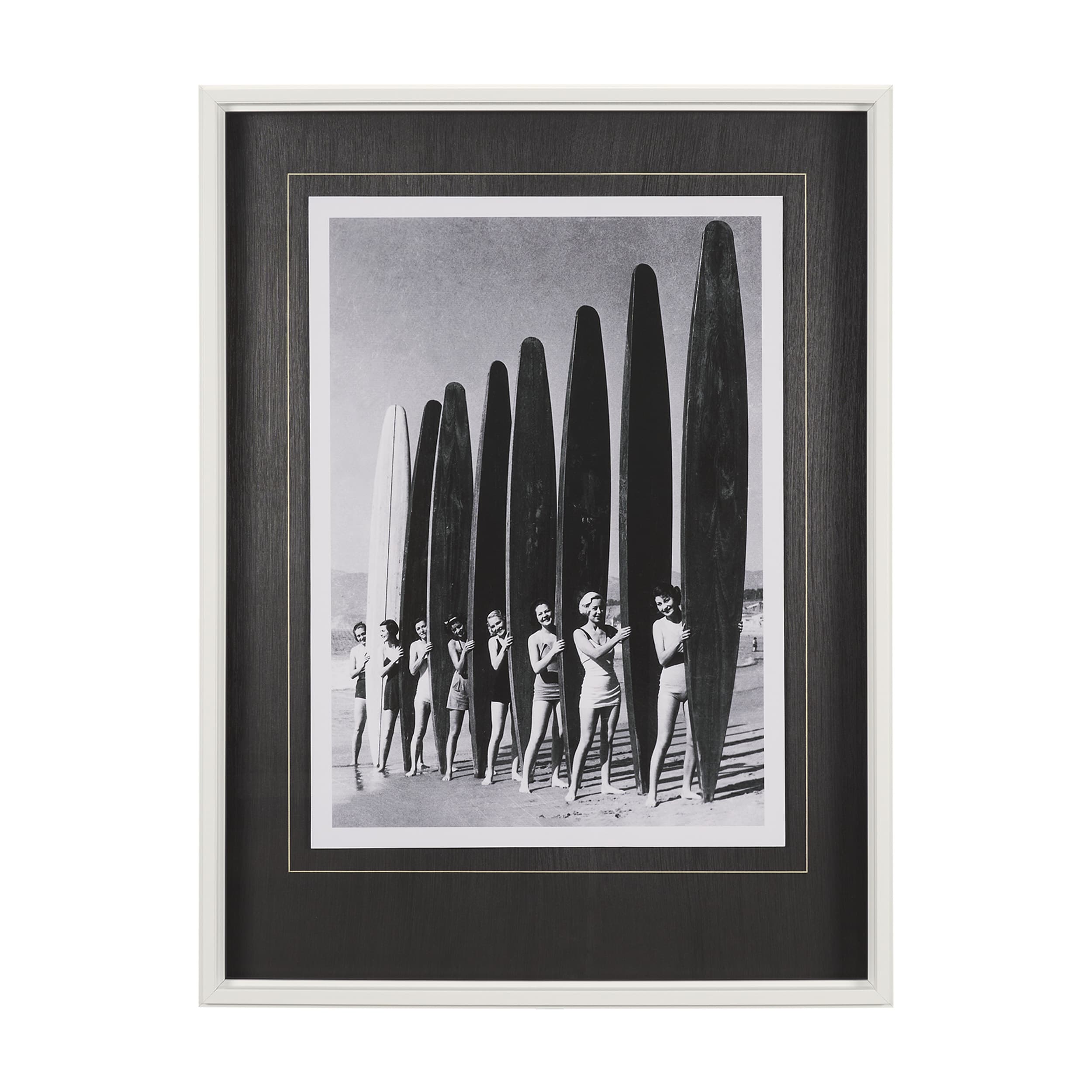Surfin' Gals by The Chelsea Collection Hand Embellished Textured Framed Art Photo Matted under Glass — product photograph