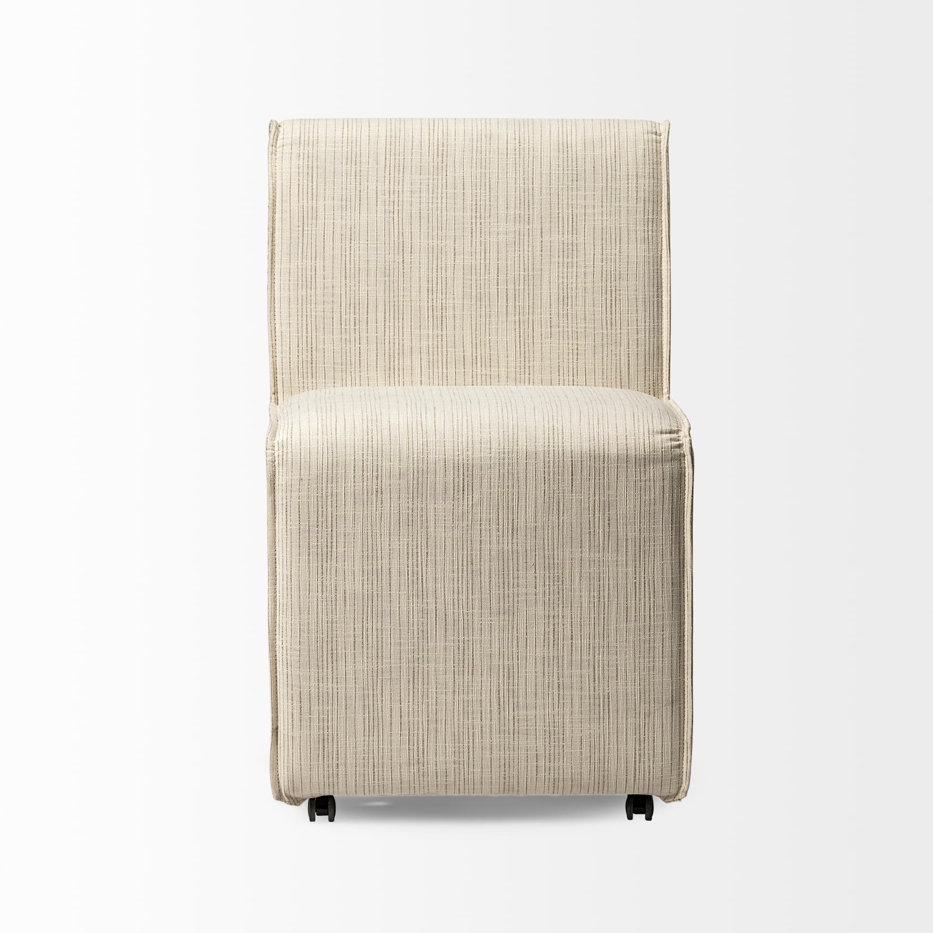 Damon Barrel Back Dining Arm Chair | Cream Fabric w/ Caster Base — product photograph