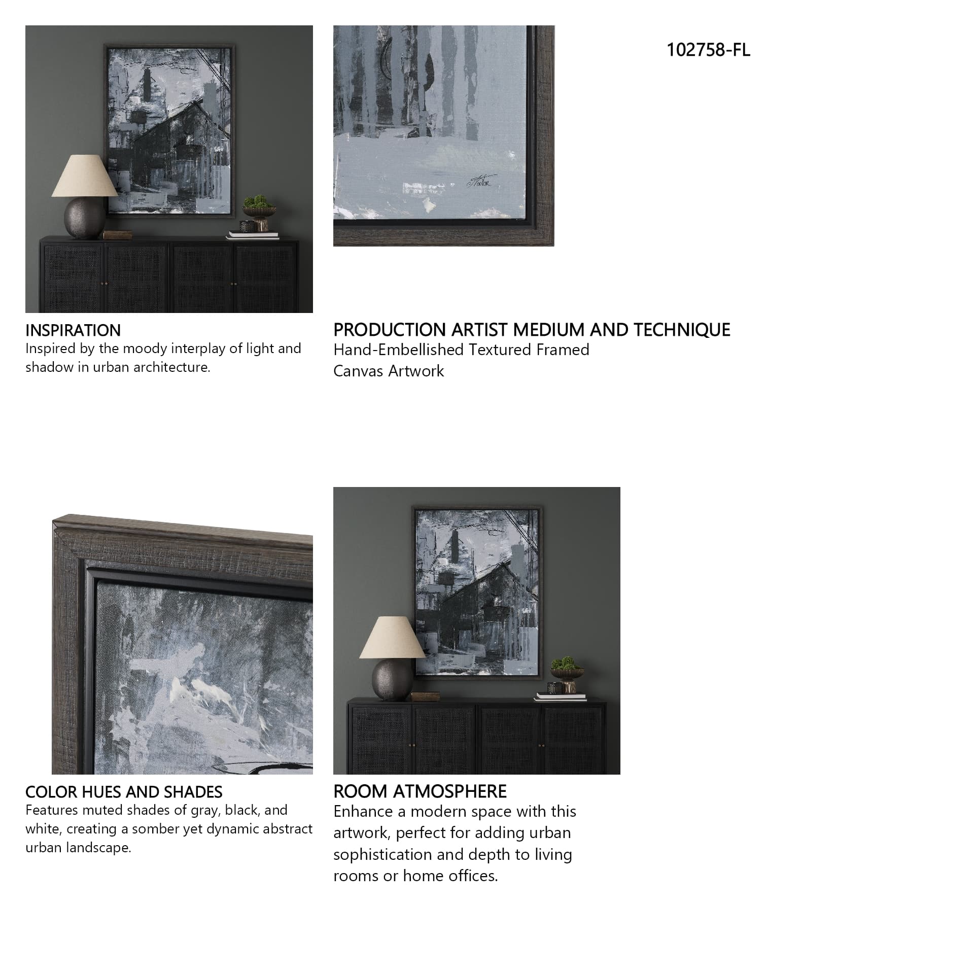 Community 1A by Mercana Studio Hand-Embellished Textured Framed Canvas Artwork — product photograph