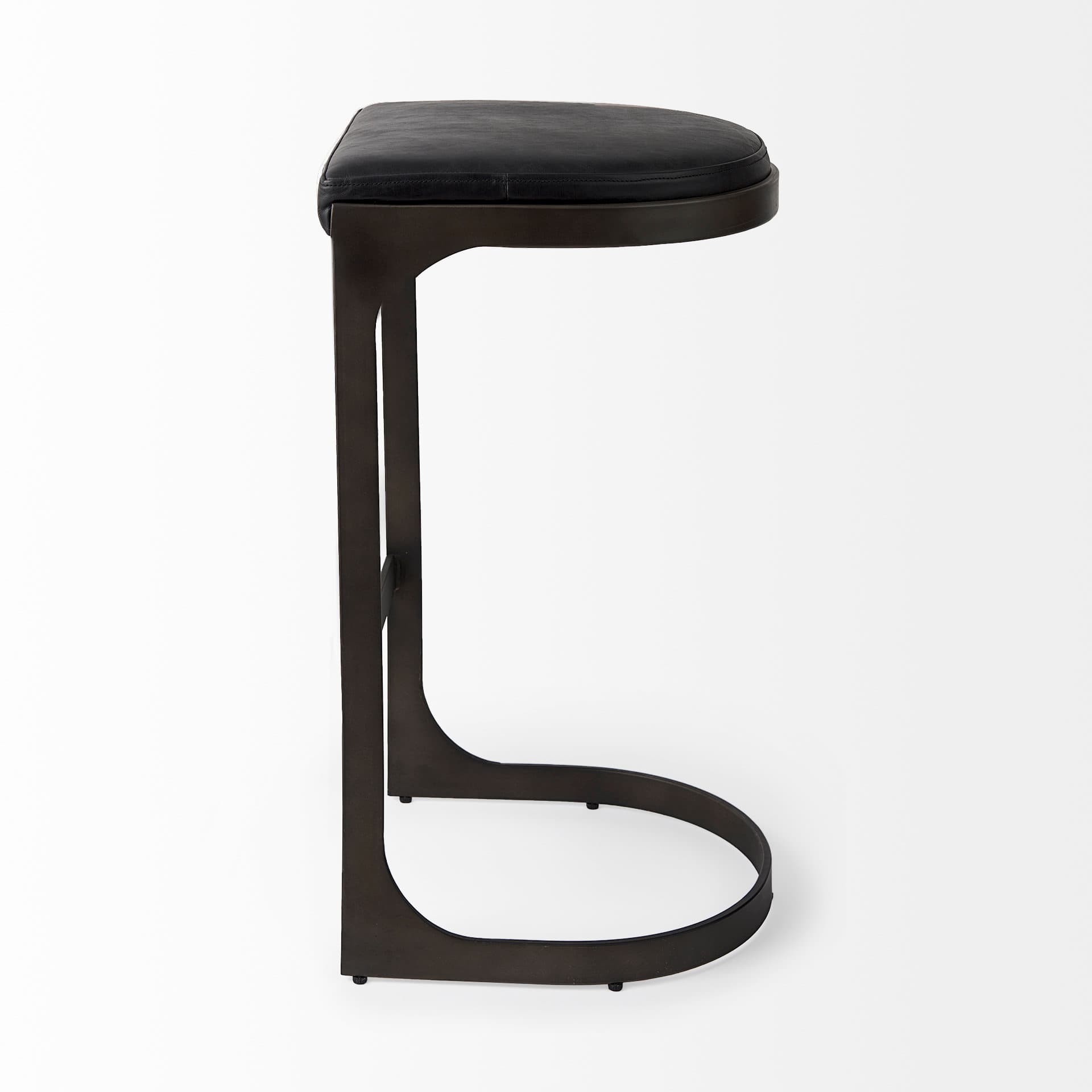 Tyson Backless 31in Seat Bar Stool | Black Leather w/ Black Metal — product photograph