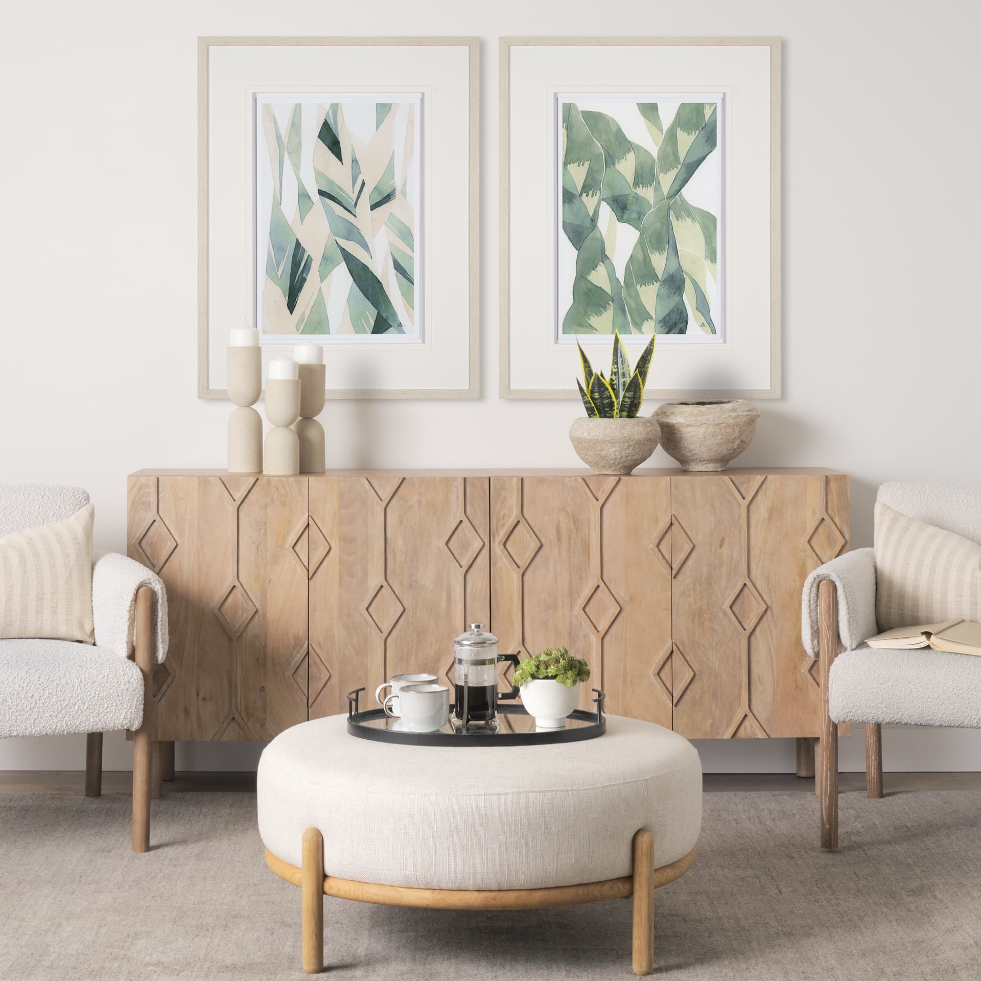 Variegated Patterns II by Mercana Studio Hand Embellished Framed Art Print Matted under Glass — in a styled room