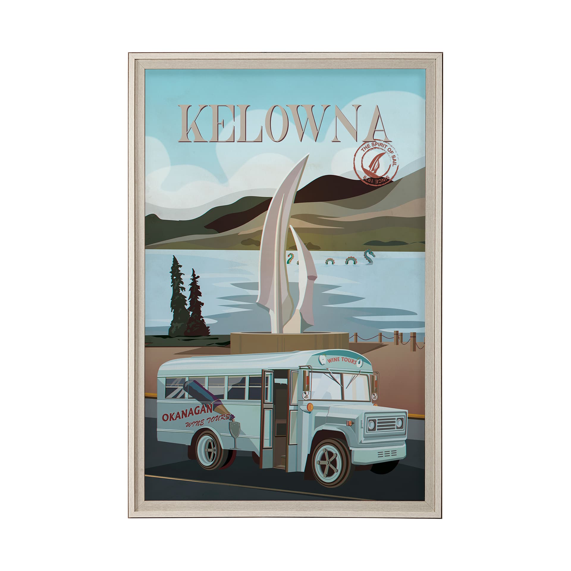 Kelowna Go Canada (XL) by Mercana Studio a Hand Embellished Decograph Framed Art Print under Glass — product photograph