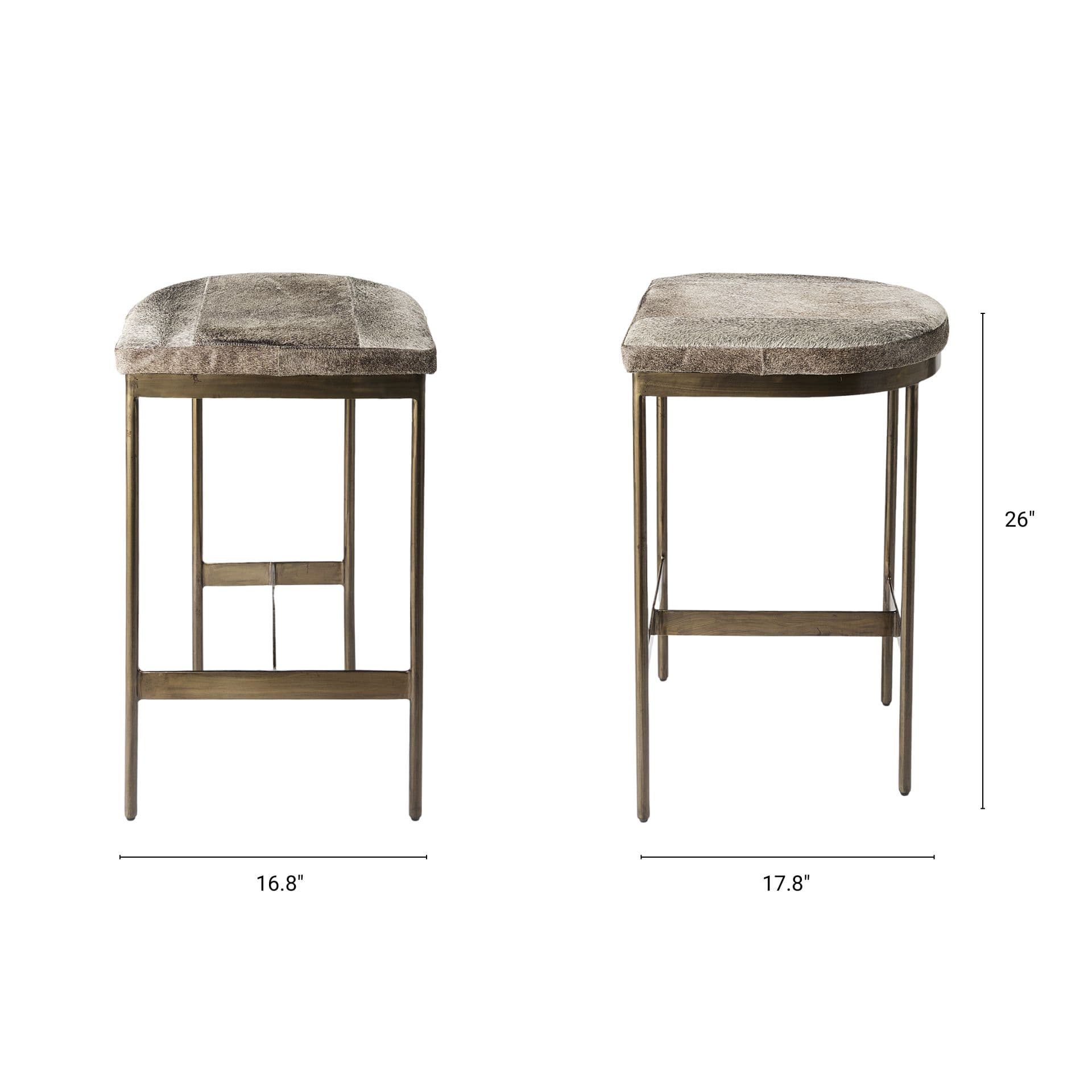 Millie Backless 26.25in Seat Counter Stool | Gray Hair-On-Hide — product photograph
