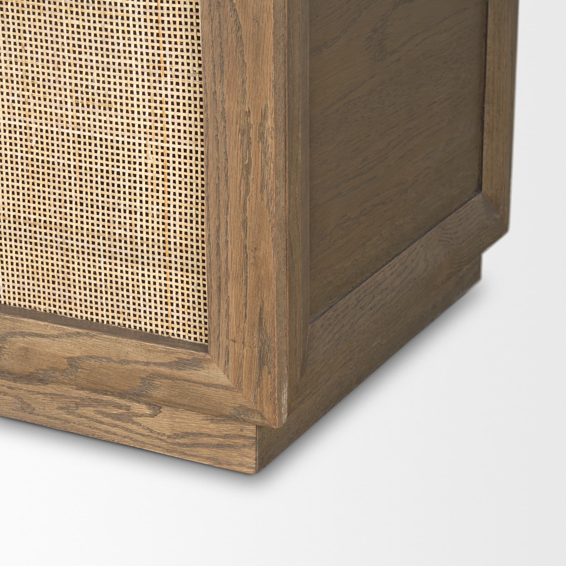 Sina Brown Oak Wood w/ Natural Rattan 4 Door Sideboard — product photograph