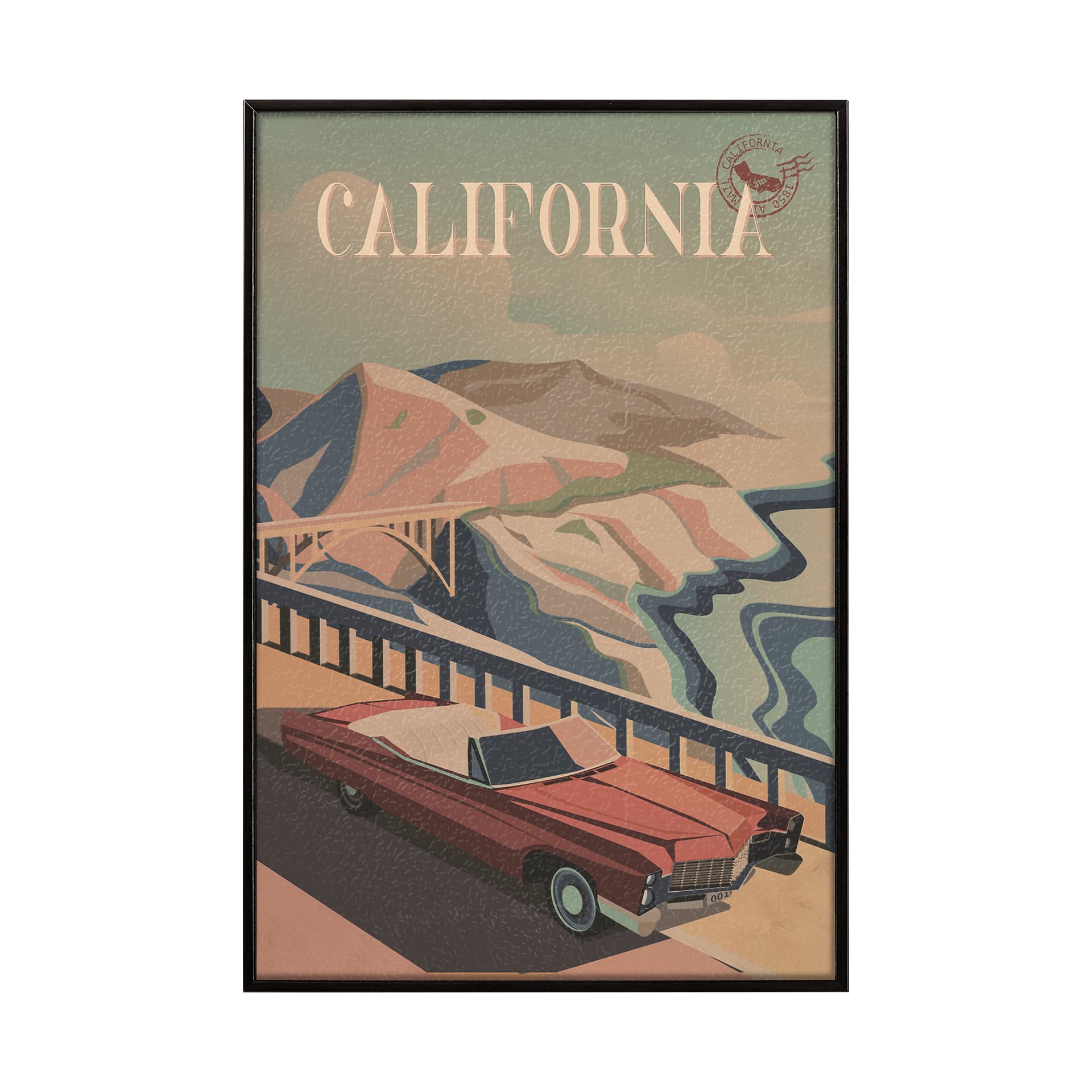 California Go USA (SM) by Mercana Studio a Hand Embellished Decograph Framed Art Print — product photograph