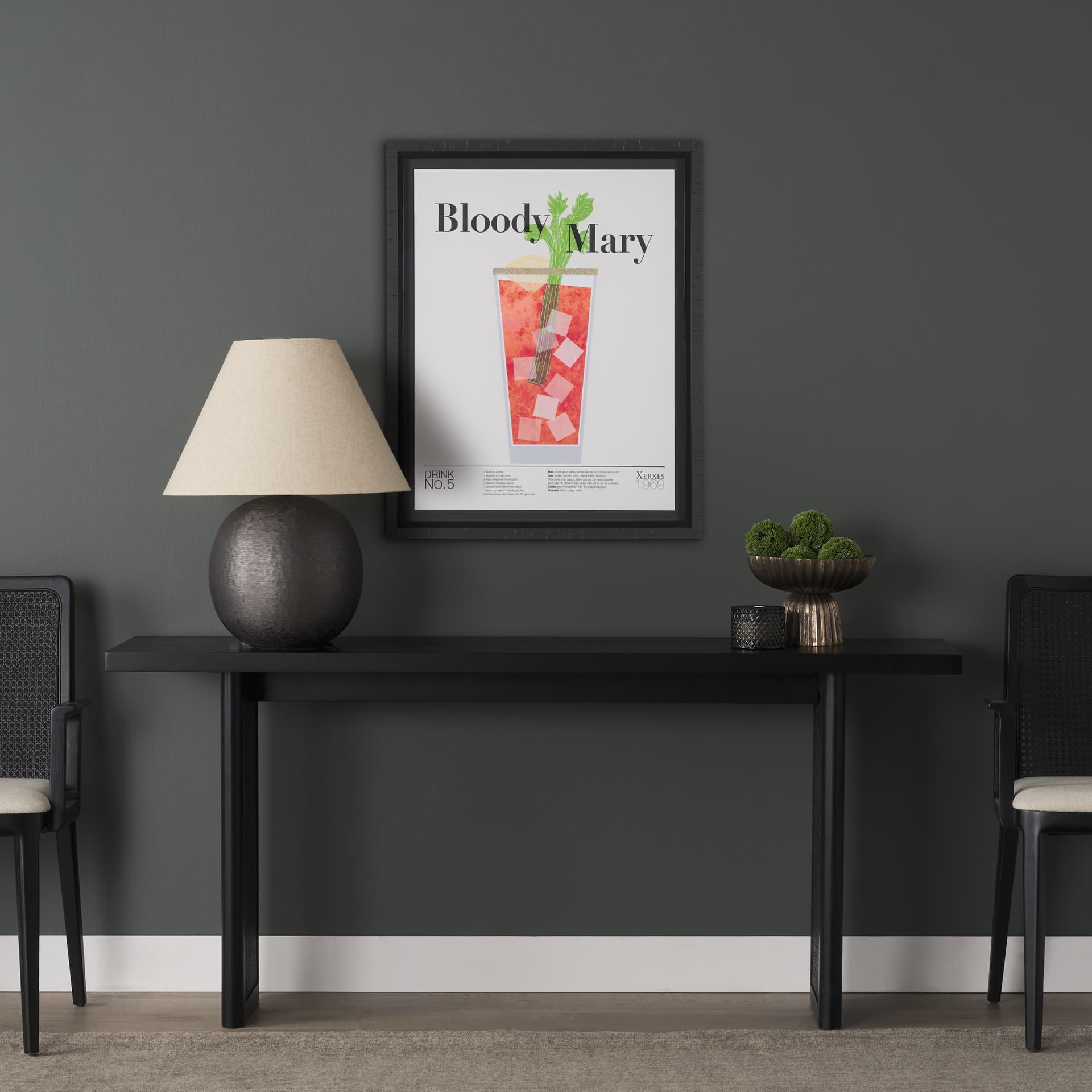 Bloody Mary by Mercana Studio a Hand Embelished Textured Framed Art Print Matted under Glass — in a styled room