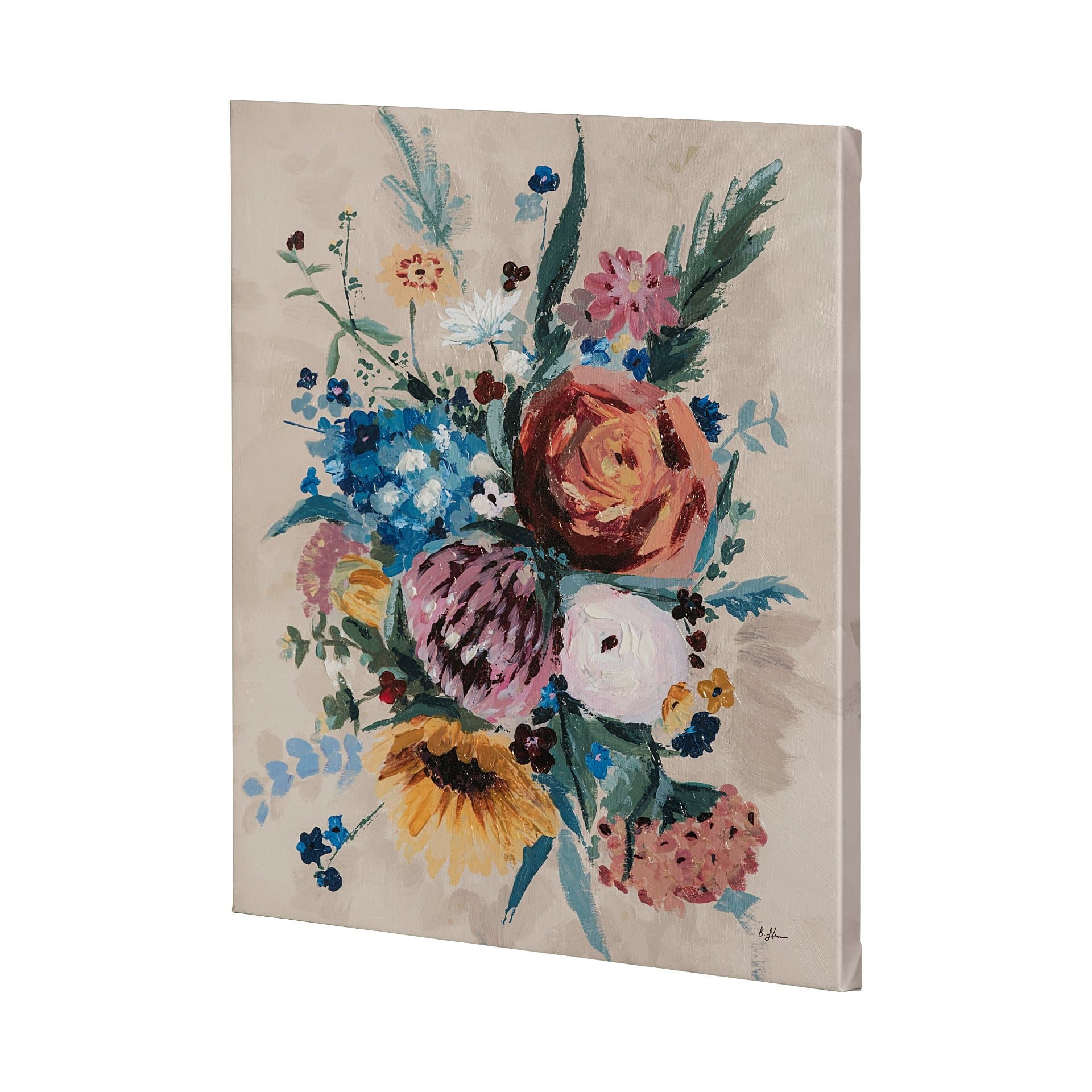 Farmhouse Flowers II by Barbara Fleming a Hand Embellished Textured Canvas — product photograph