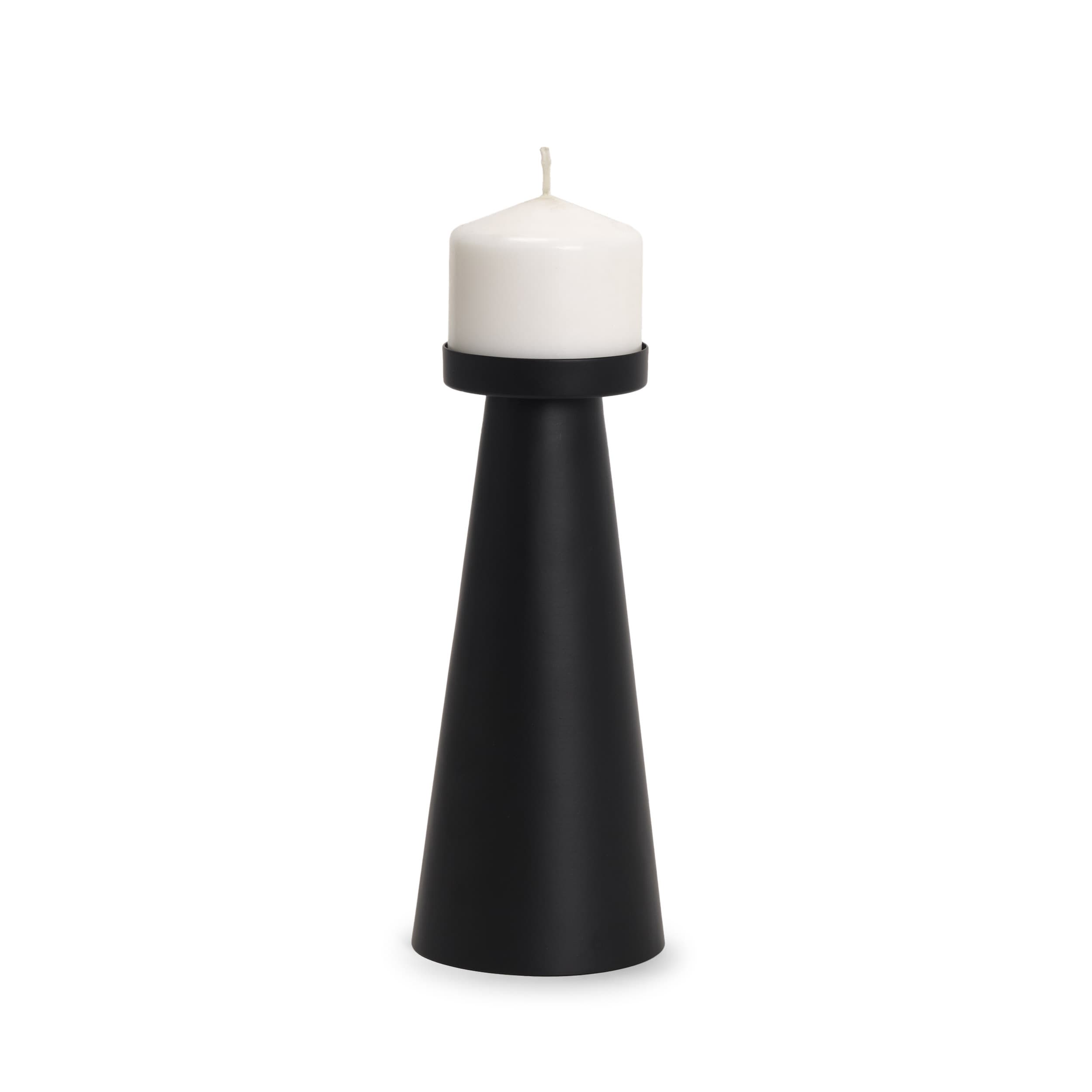 Quadir Tall Matte Black Metal Candle Holder — product photograph