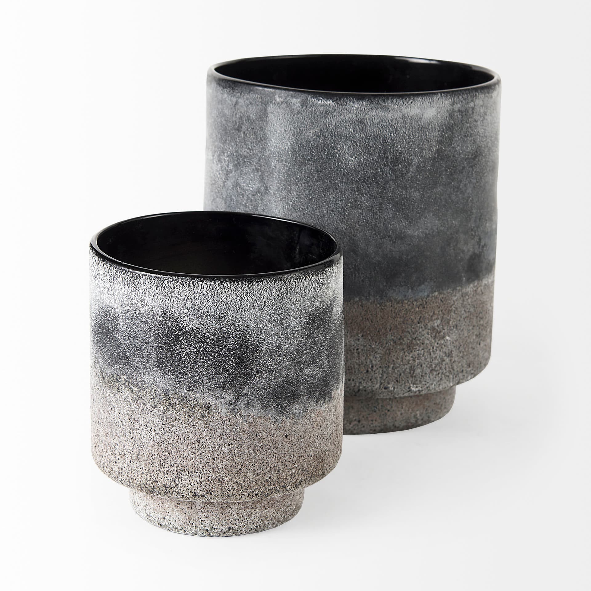 Squally 8.0L x 8.0W x 8.6H Black/Brown Glass Ombre Textured Vase — product photograph