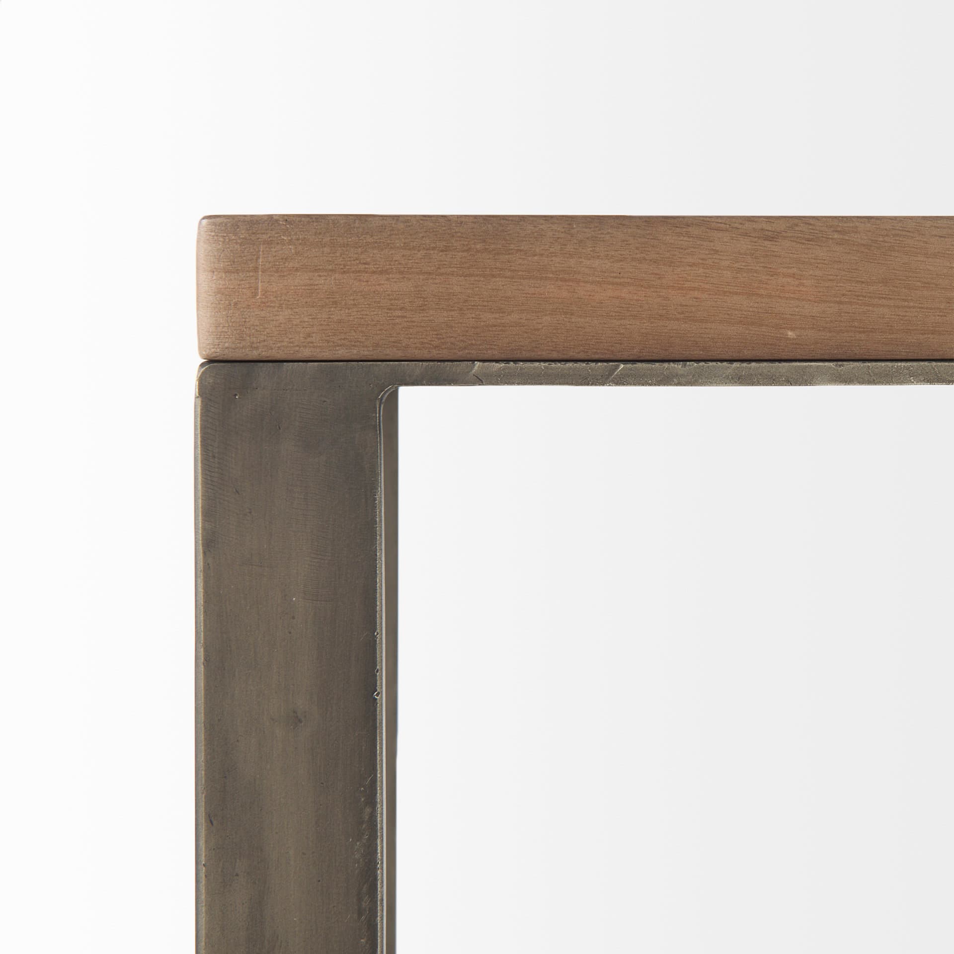 Faye 14L x 18W x 26H Medium Brown Wood W/ Antique Nickel Finished Metal Base C Side Table — product photograph
