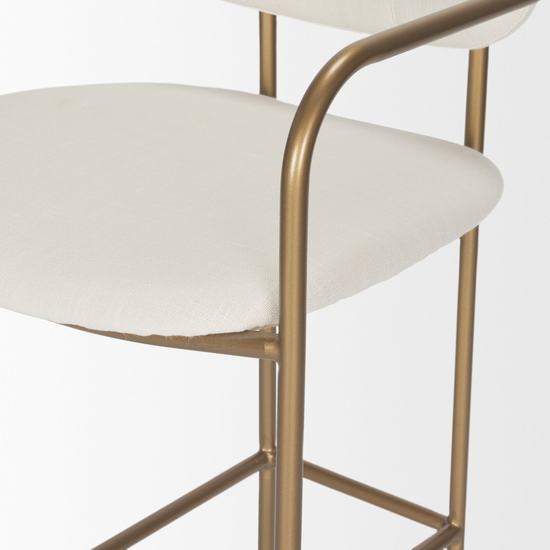 Parker Low Back 30.25in Seat Bar Stool | Cream Fabric w/ Gold Metal — product photograph