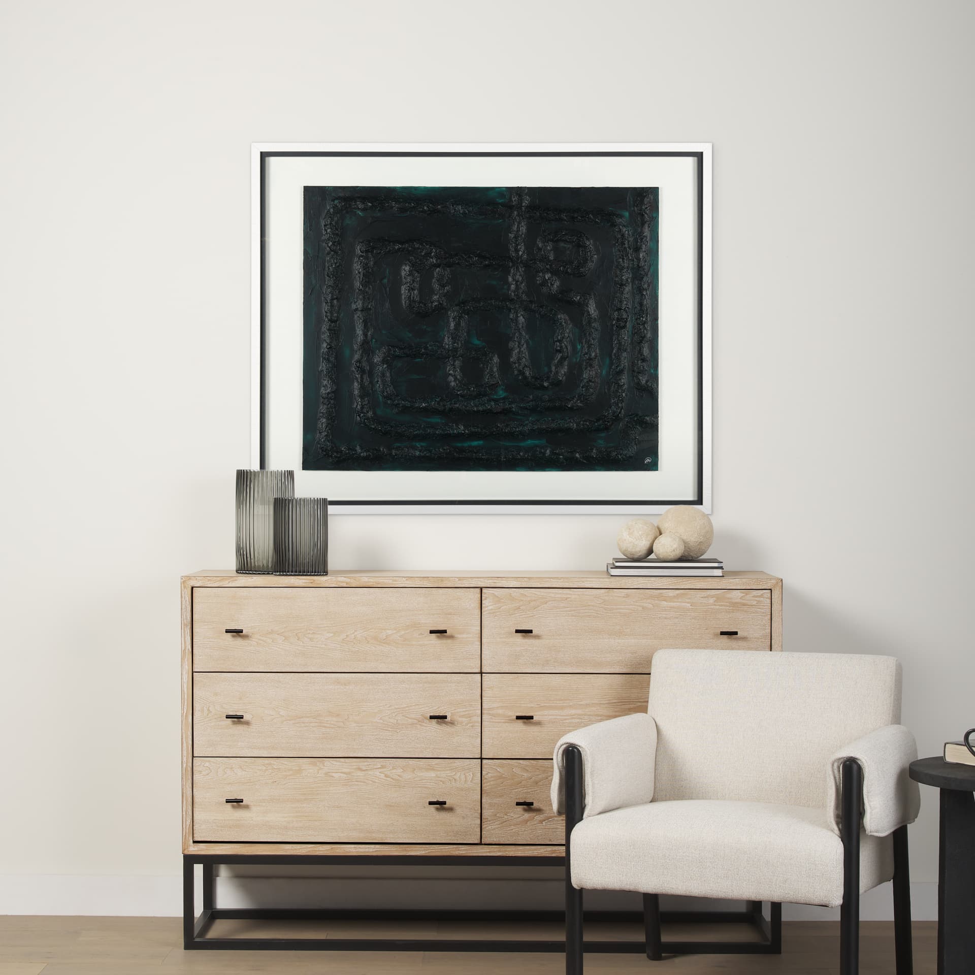 Tangled II by Studio M a handmade Original Framed Artwork under Glass — in a styled room