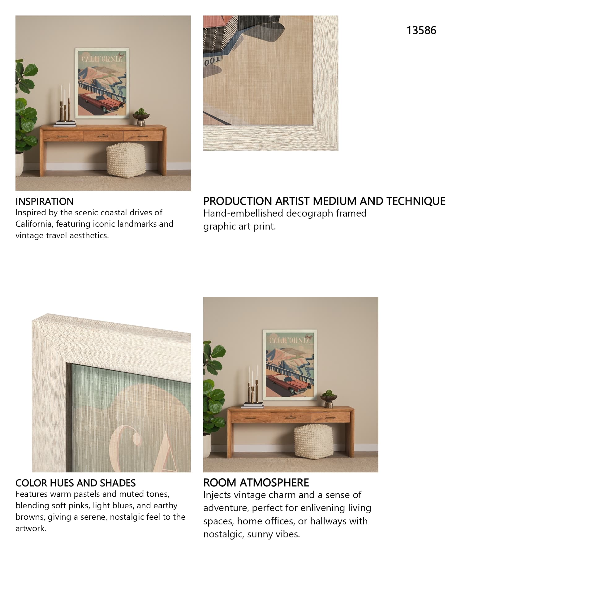 California Go USA (L) by Mercana Studio a Hand Embellished Decograph Framed Art Print — in a styled room