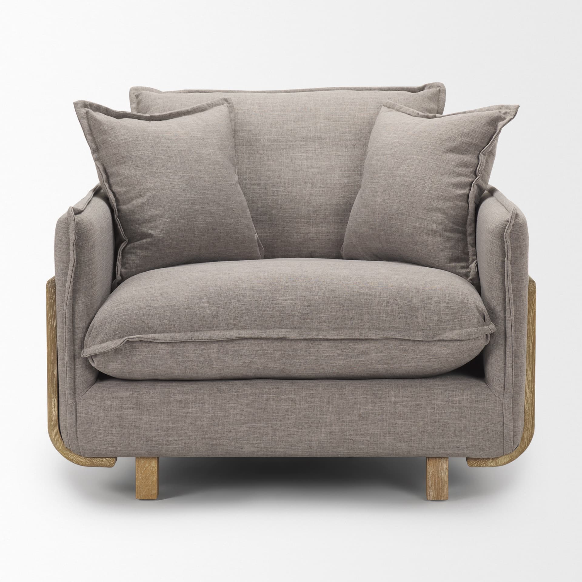 Roy II Flint Gray Upholstered and Brown Wood Frame Arm Chair — product photograph