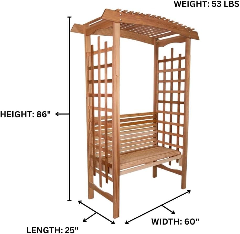 5-Ft Cedar Garden Arbor with Bench Seat — product photograph