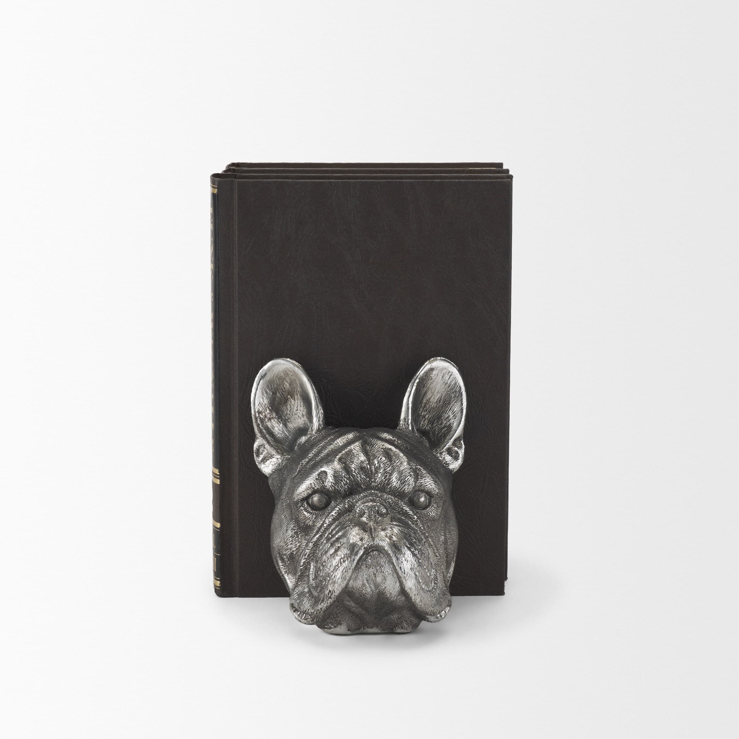 Bruno (Set of 2) 5L x 5W Silver American Bulldog Bookends — product photograph