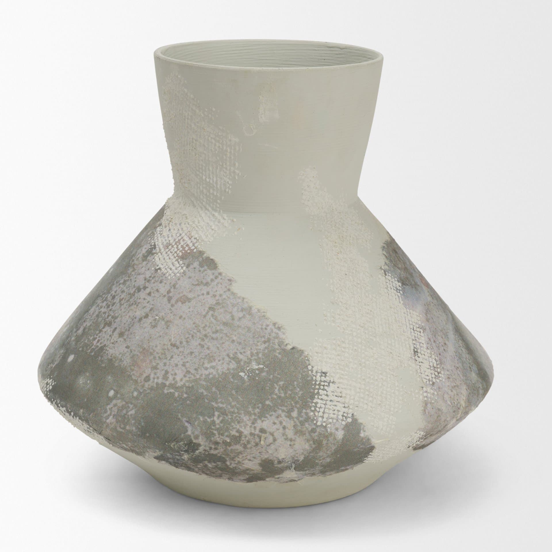 Velo 8.1H White w/Green Hand-Painted Terracotta Decorative Vase — product photograph