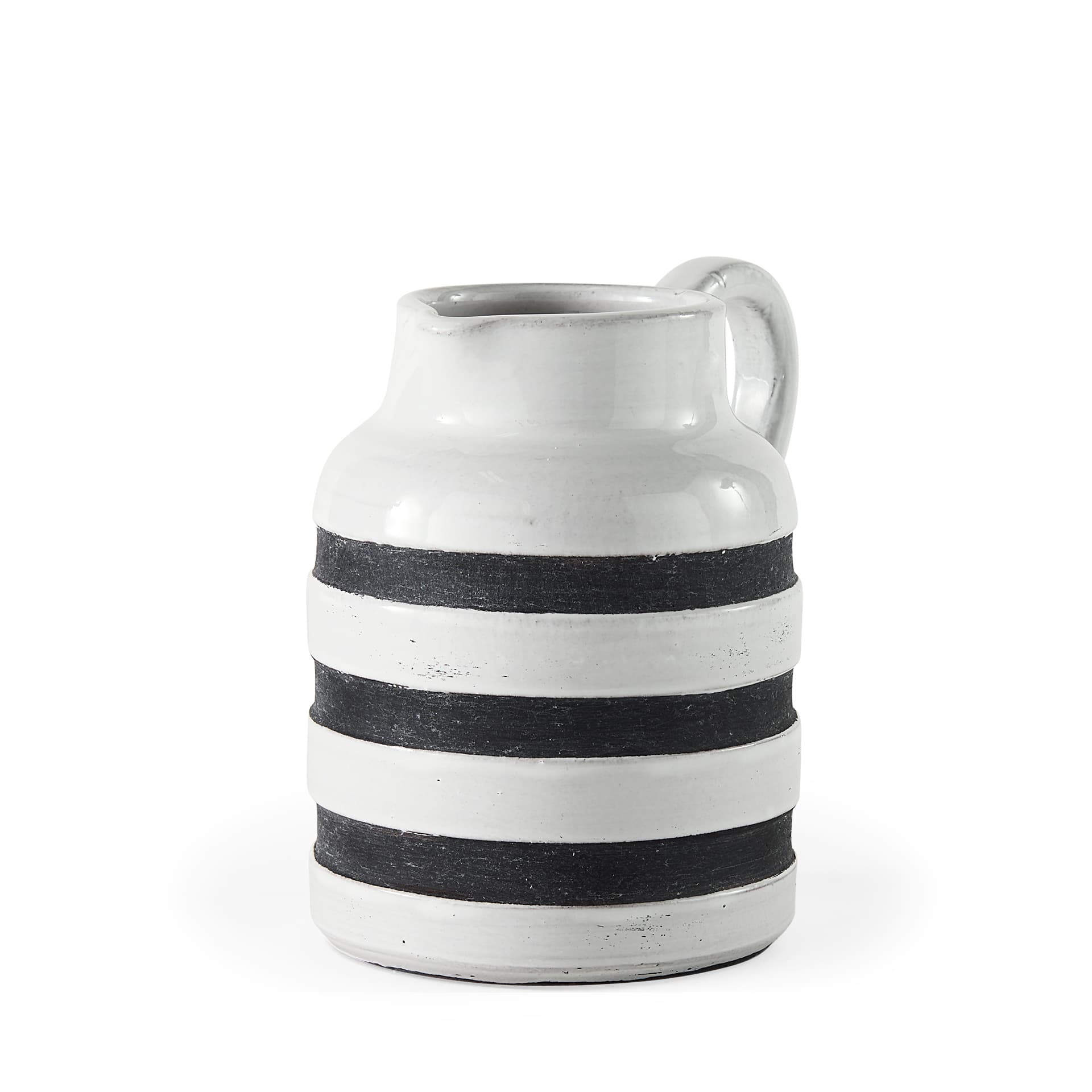 Harmon I Small White w/ Charcoal Stripes Ceramic Jug — product photograph