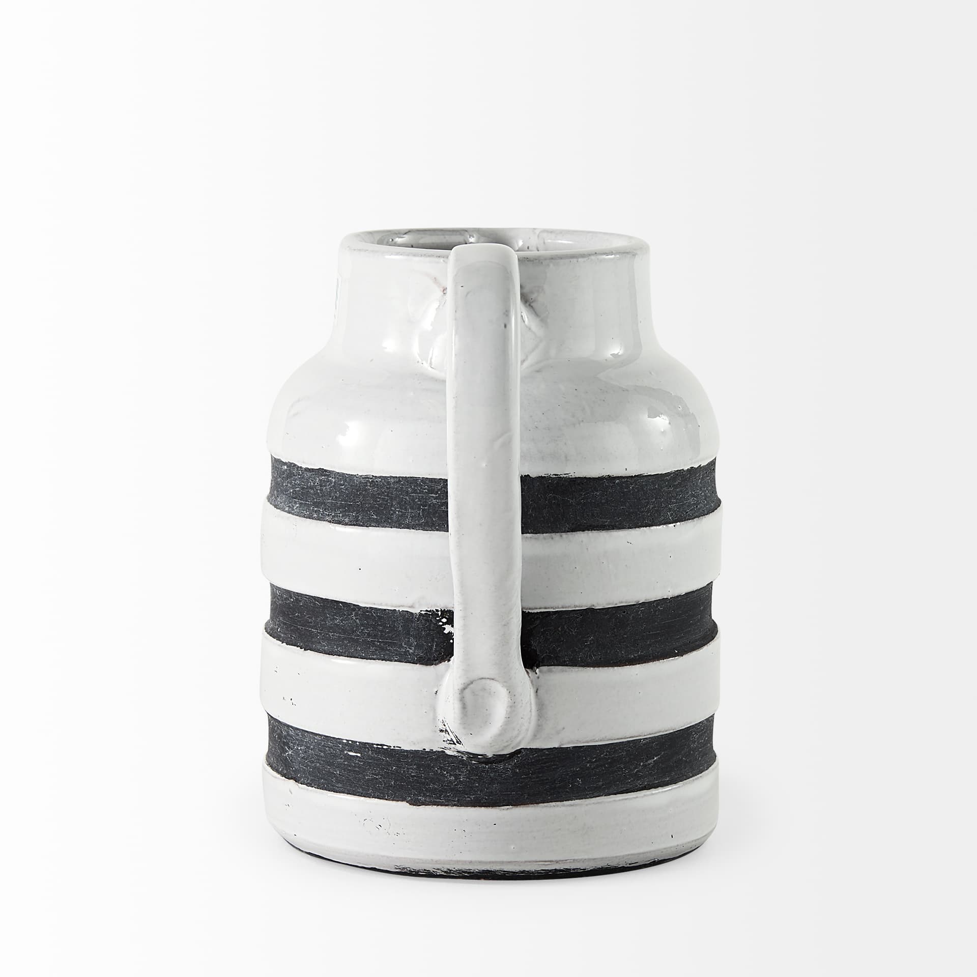 Harmon I Small White w/ Charcoal Stripes Ceramic Jug — product photograph