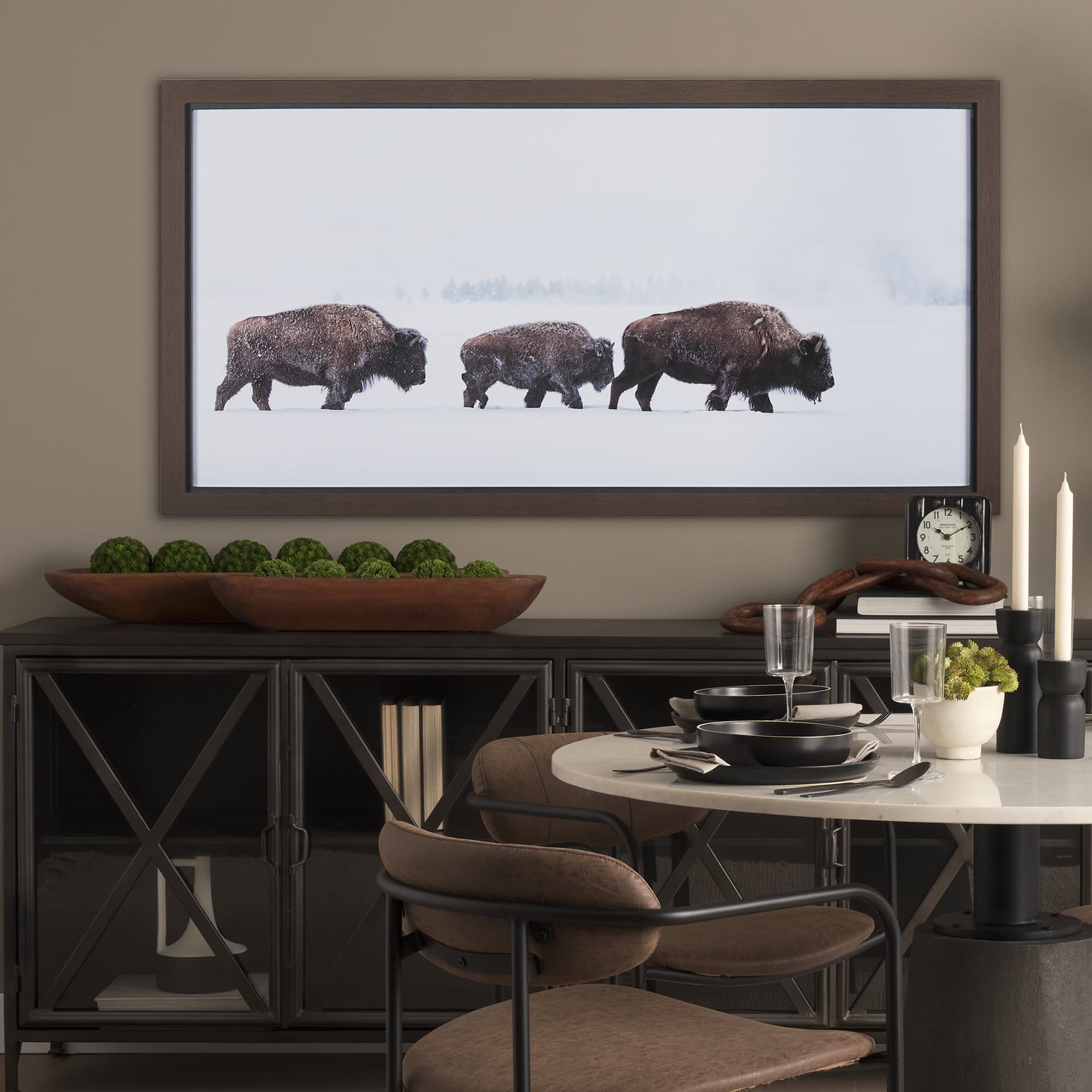 Frozen Trek by Mercana Studio a Hand Embellished Textured Framed Photo Art Print Matted under Glass — in a styled room