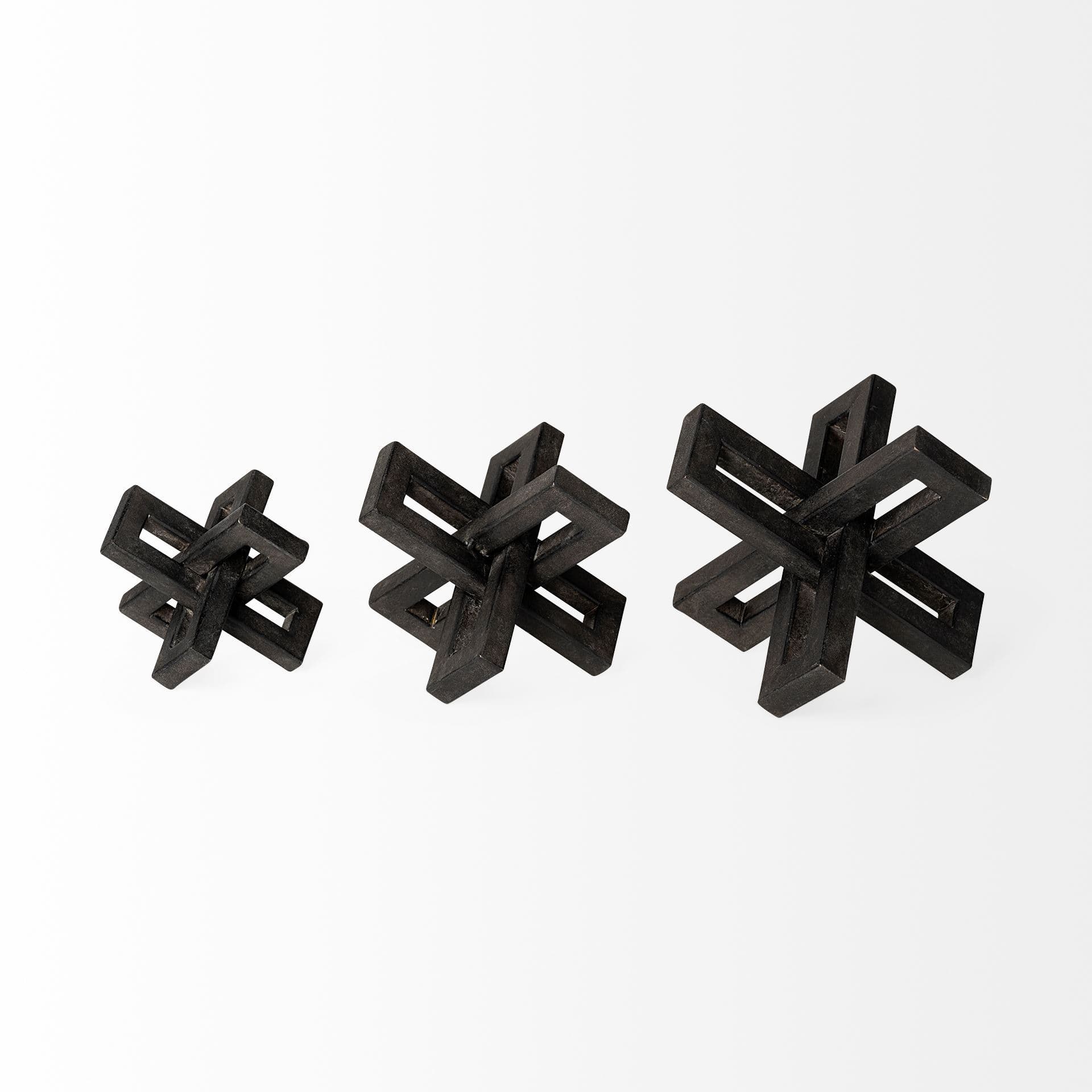 Aleph (Set of 3) Black Metal Small Medium & Large Jacks — product photograph