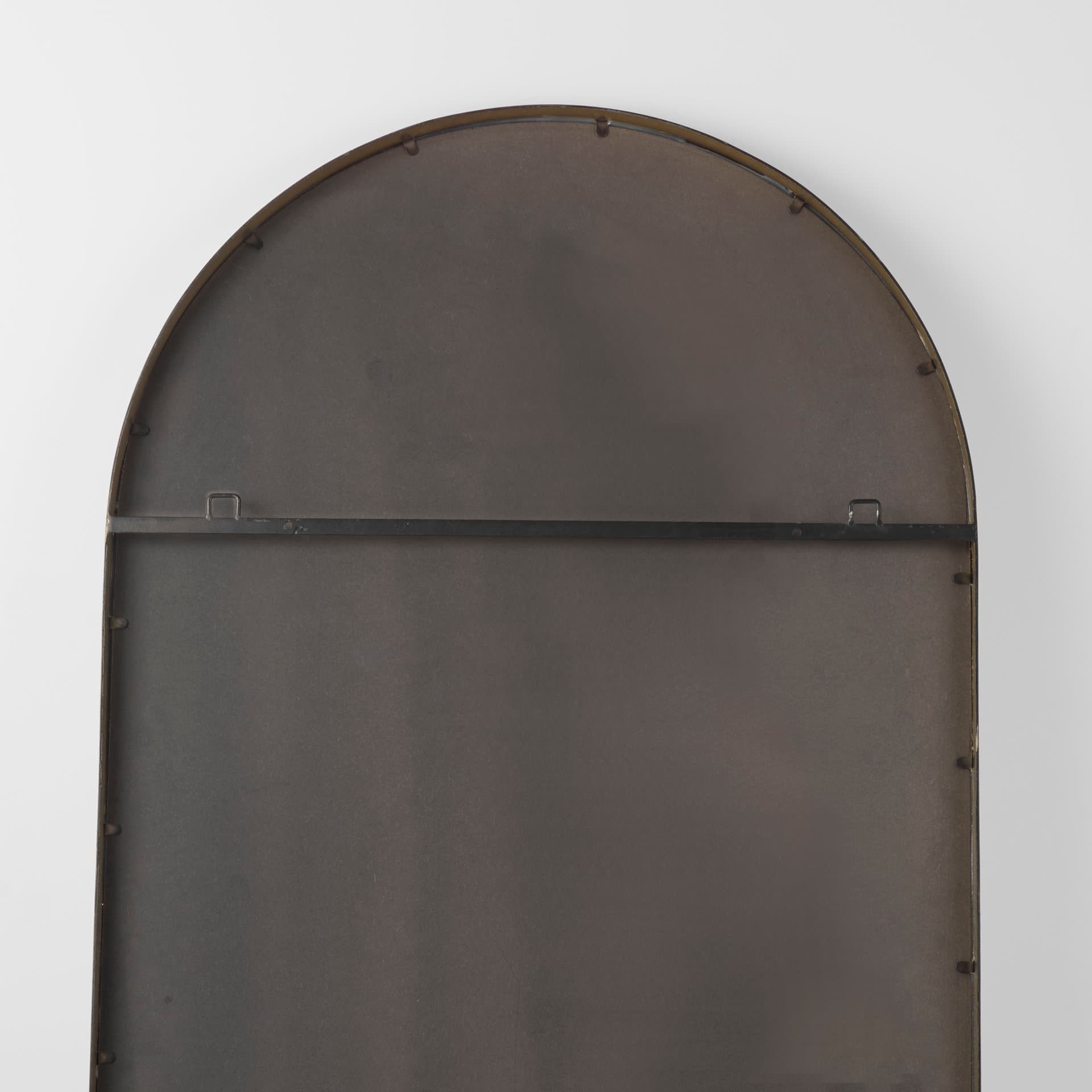 Sadie 36.0L x 2.0W x 76.0H Antique Gold Metal Rounded Arch Floor Mirror — product photograph